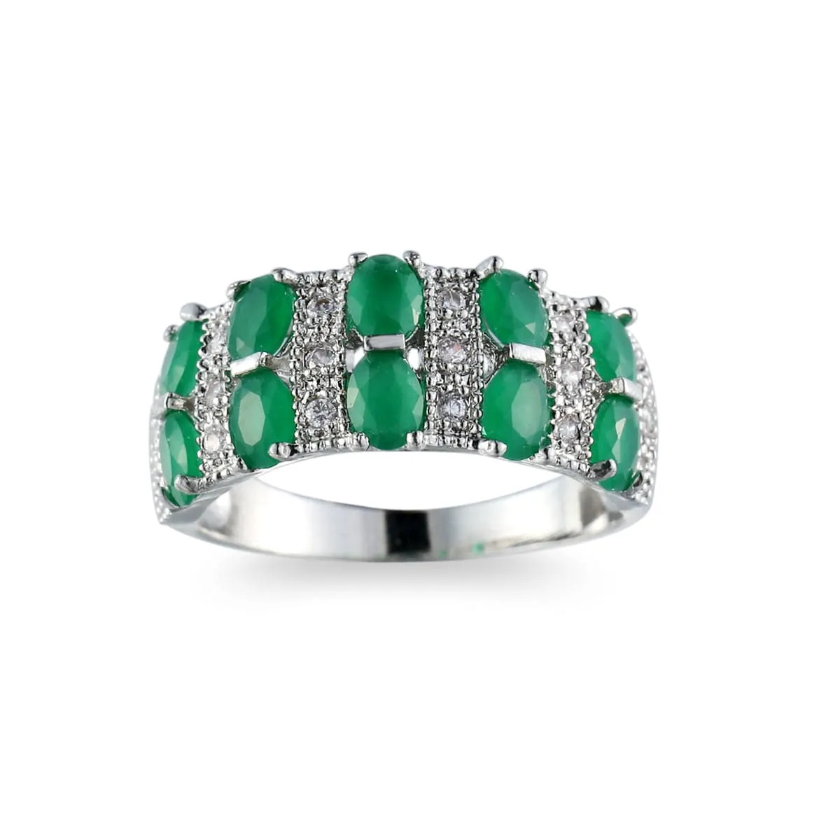 Green Crystal & Cubic Zirconia Oval-Cut Ring