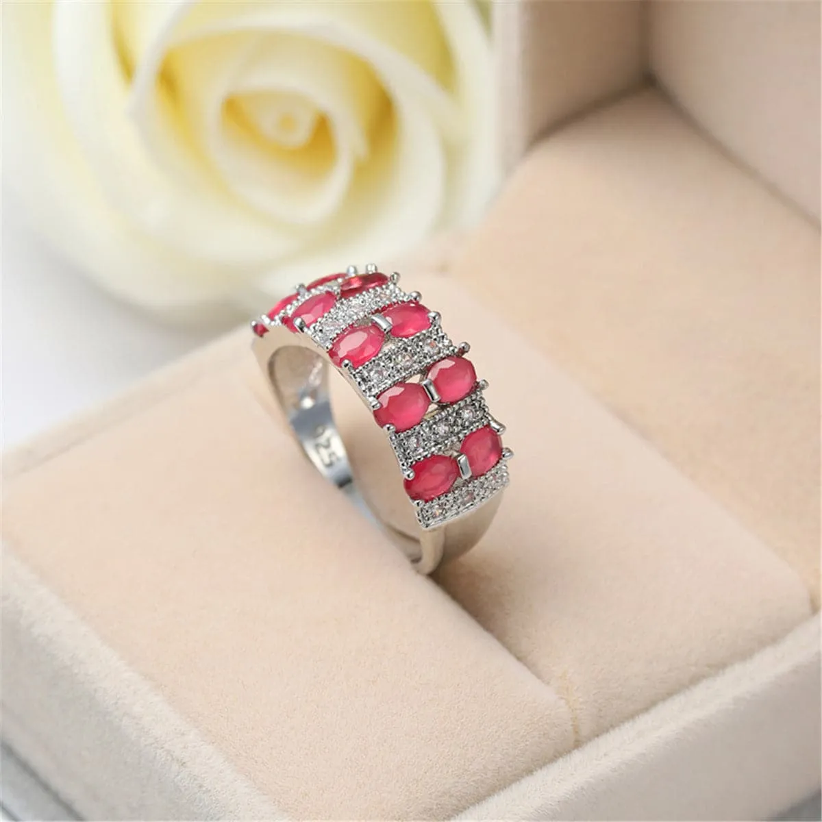 Green Crystal & Cubic Zirconia Oval-Cut Ring