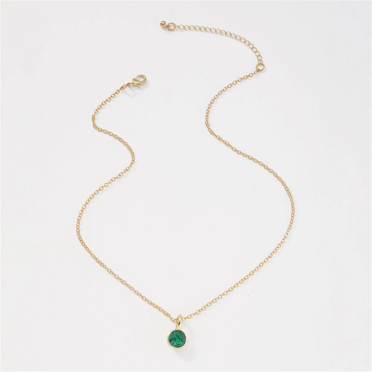 Green Cubic Zirconia & 18K Gold-Plated Circle Pendant Necklace