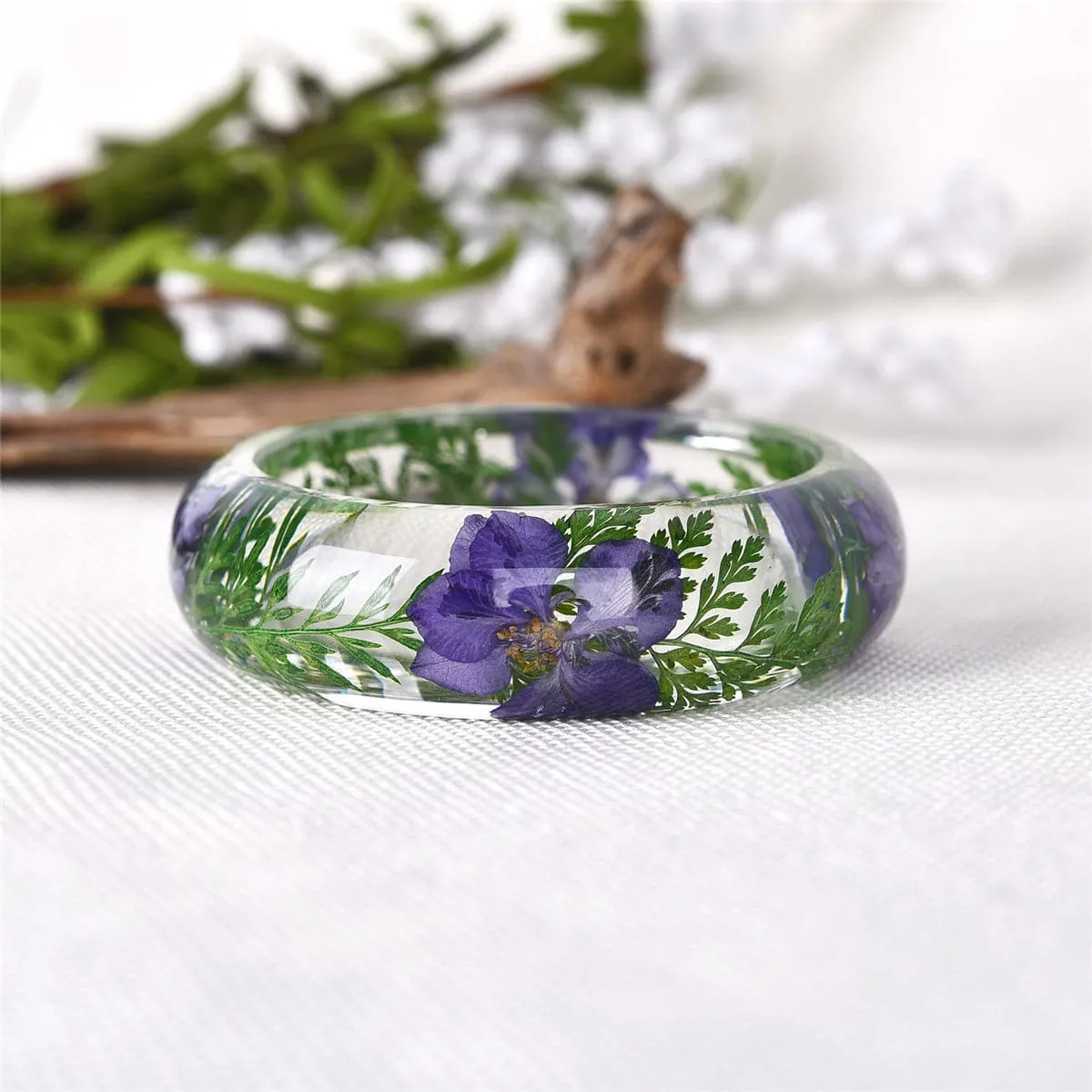 Green Dried Flower Bangle
