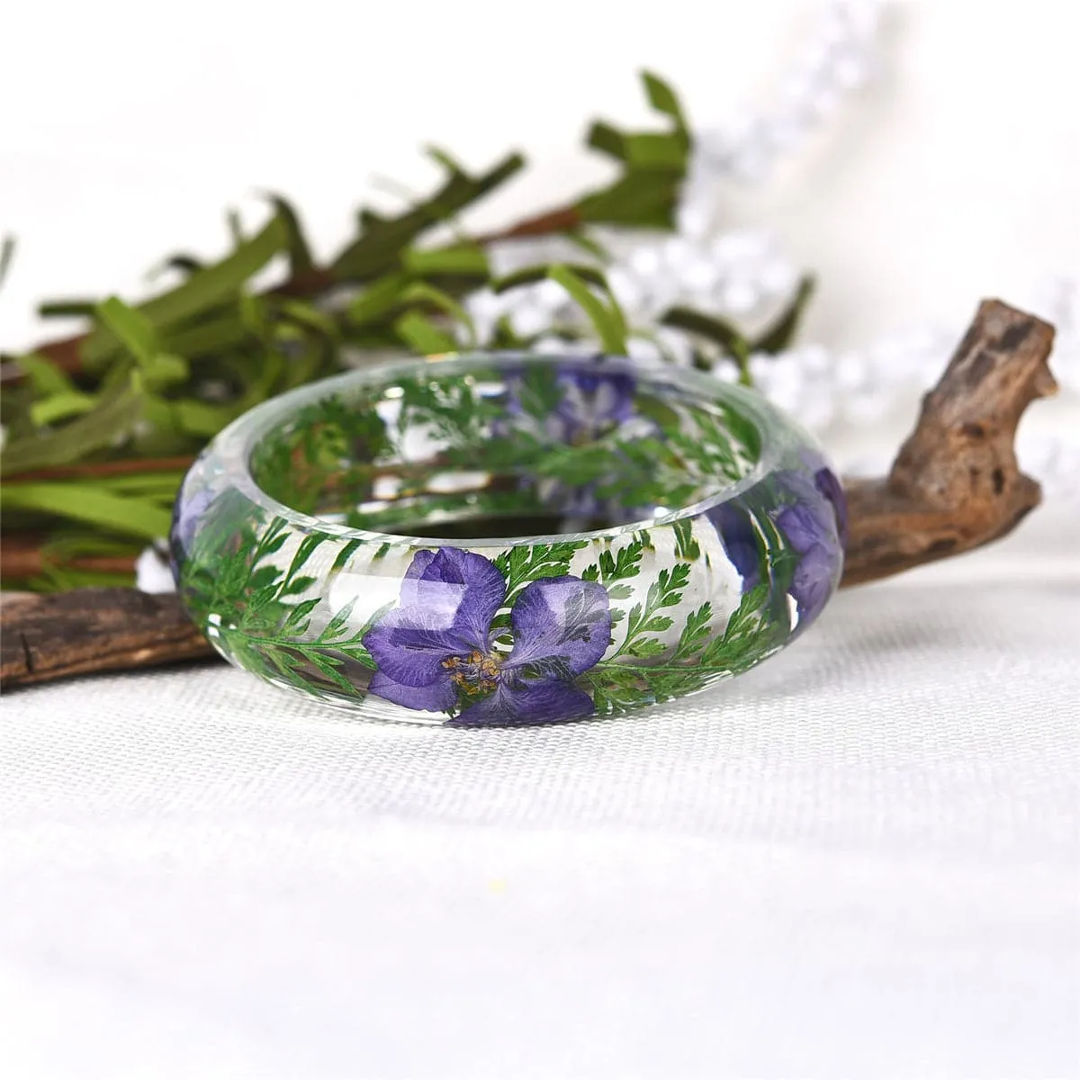Green Dried Flower Bangle