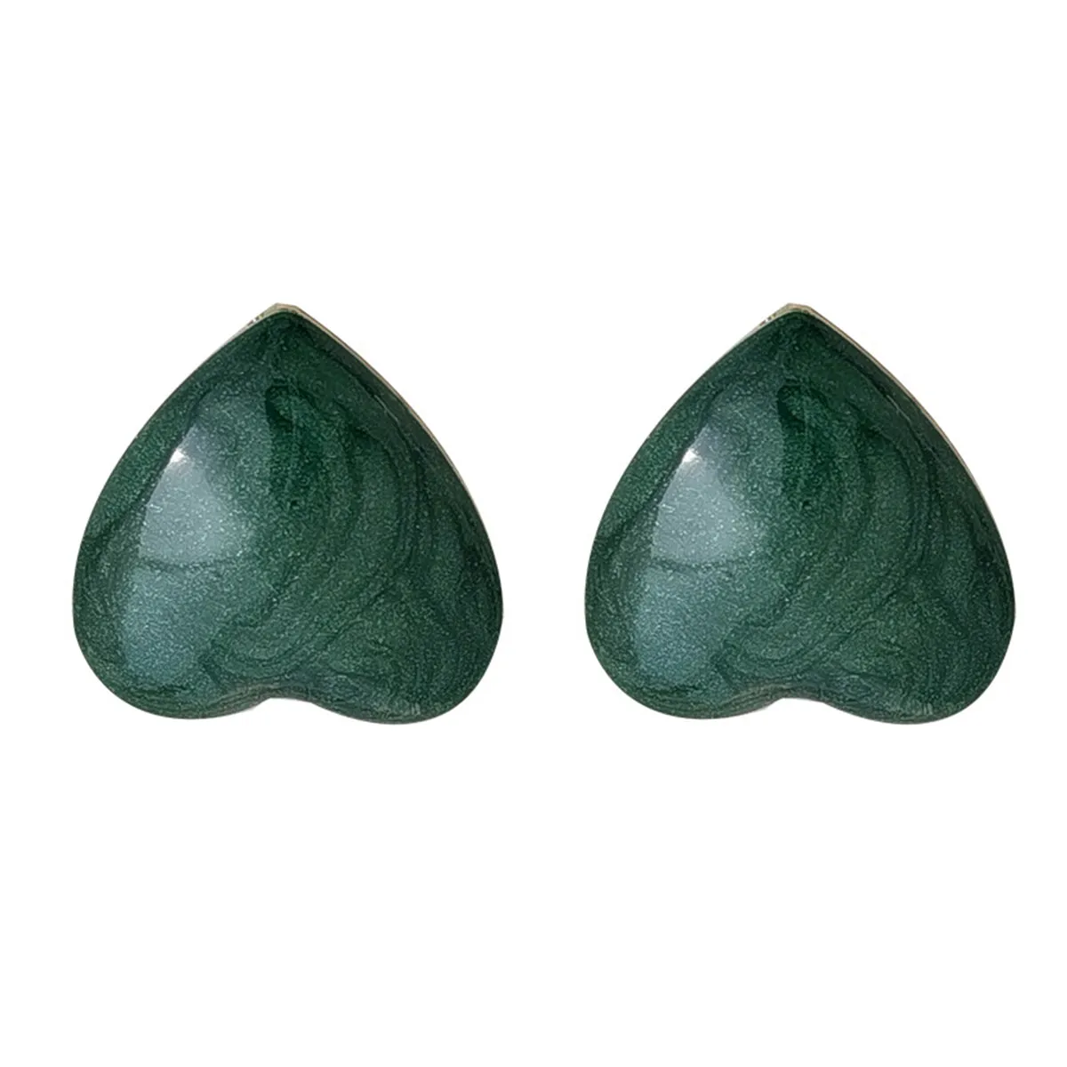 Green Enamel & 18K Gold-Plated Upside-Down Heart Stud Earrings