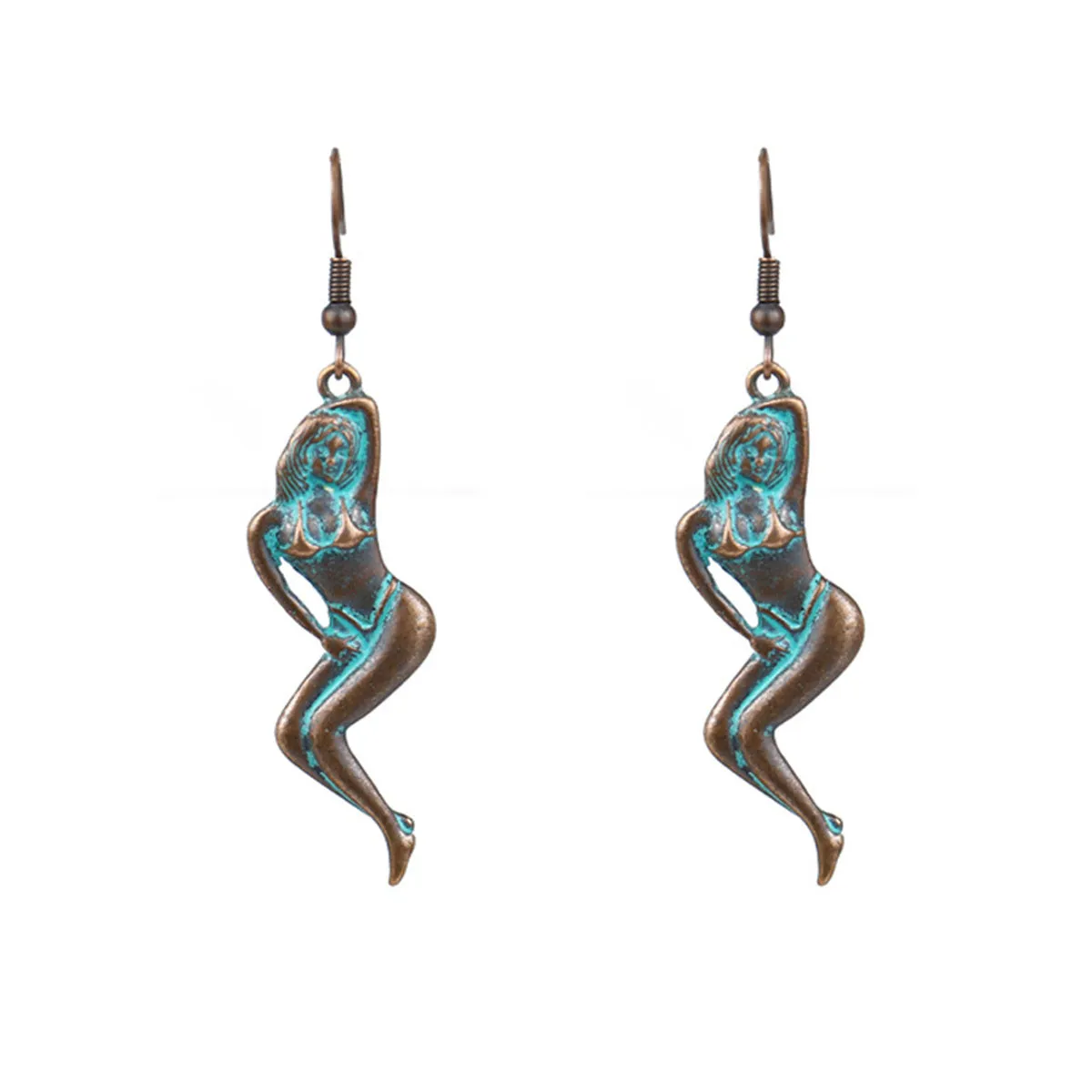 Green Enamel & 18K Gold-Plated Woman Drop Earrings