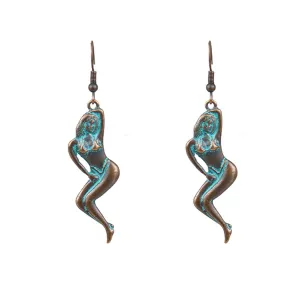 Green Enamel & 18K Gold-Plated Woman Drop Earrings