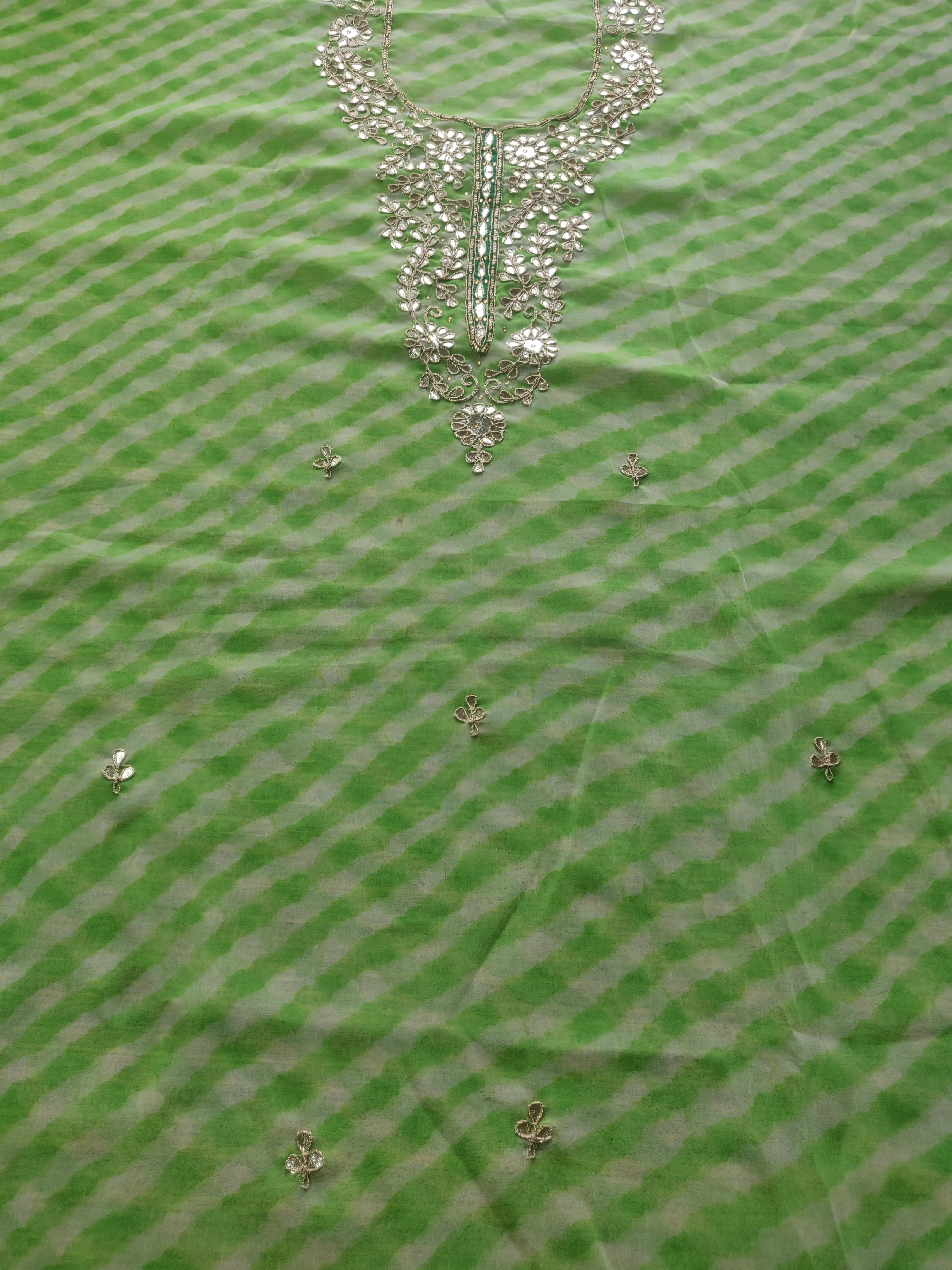 Green leheriya Gota Patti Kurti