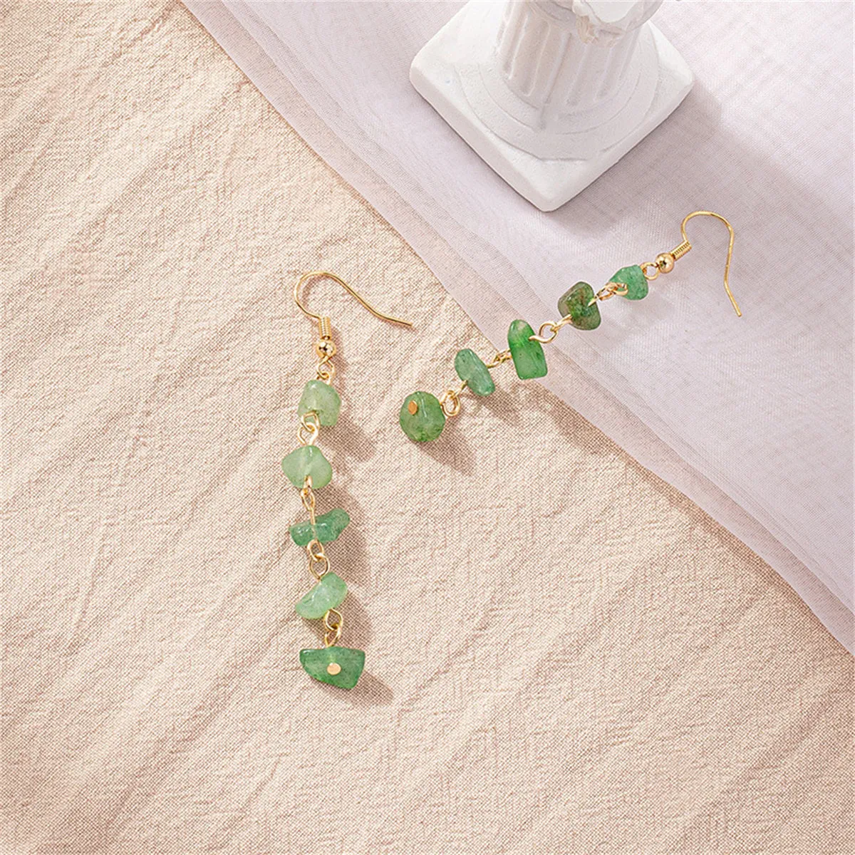 Green Resin & 18K Gold-Plated Linear Drop Earrings