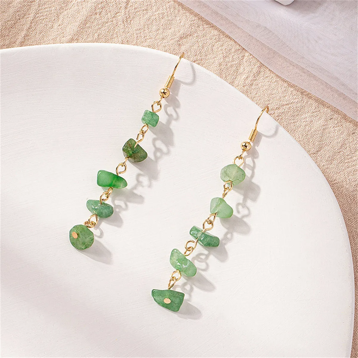 Green Resin & 18K Gold-Plated Linear Drop Earrings