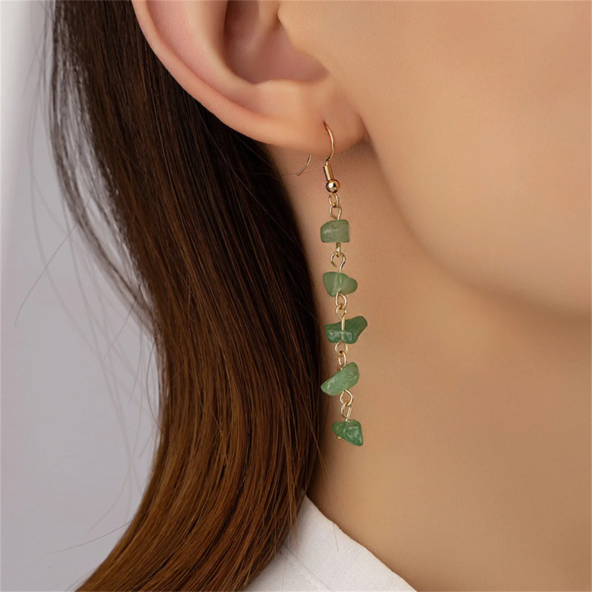 Green Resin & 18K Gold-Plated Linear Drop Earrings