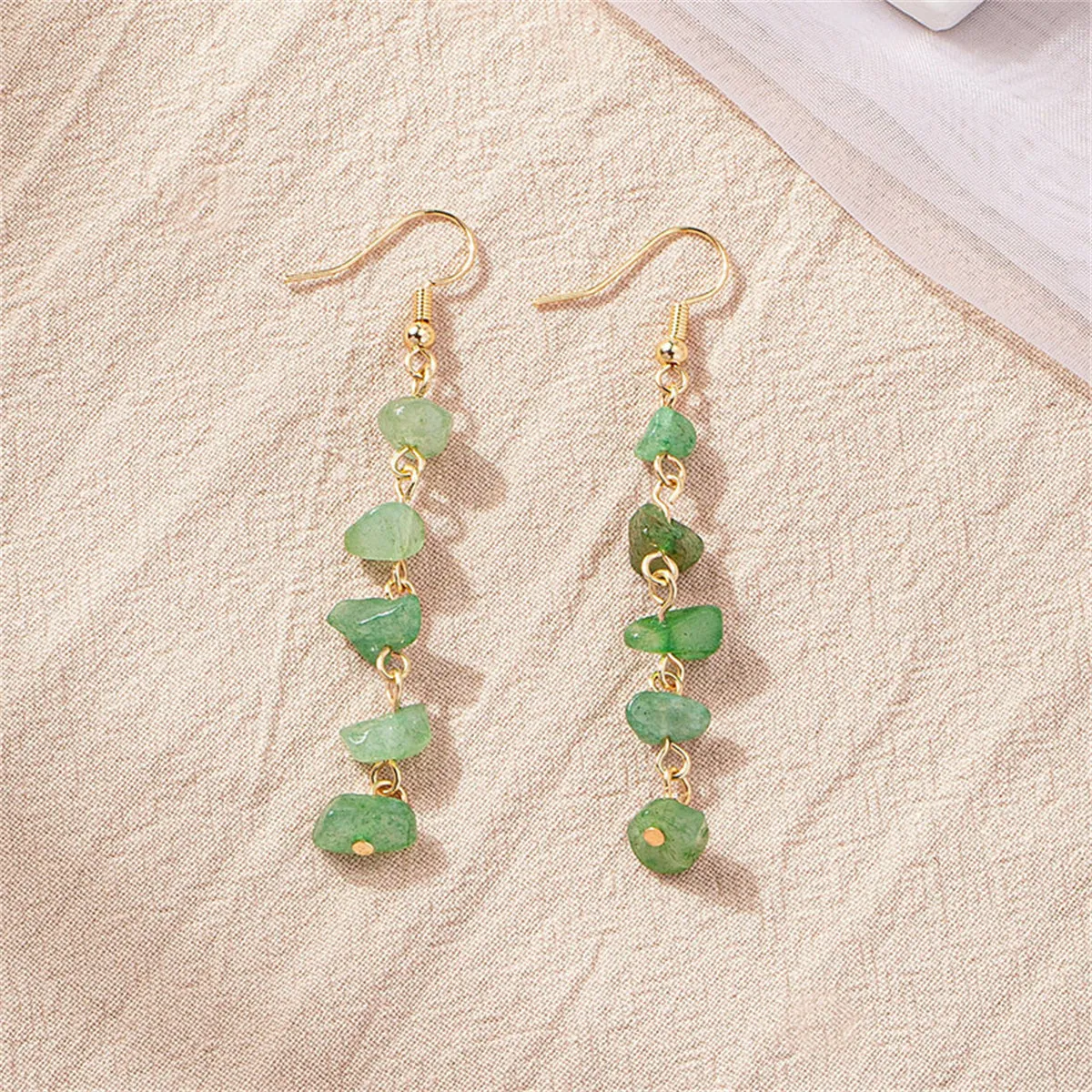 Green Resin & 18K Gold-Plated Linear Drop Earrings