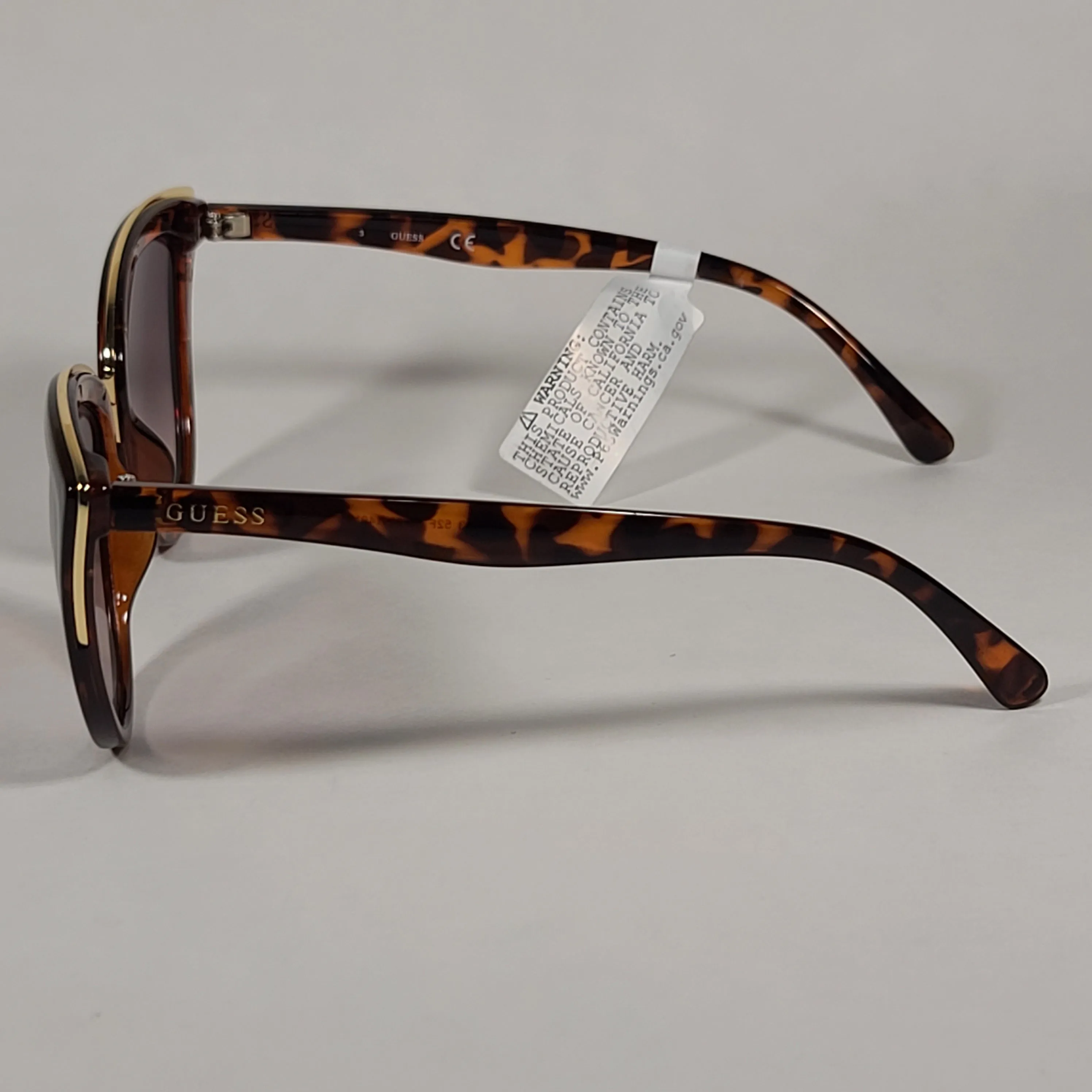 Guess Cat Eye Sunglasses Brown Tortoise Gold Frame Brown Gradient Lens GF0313 52F
