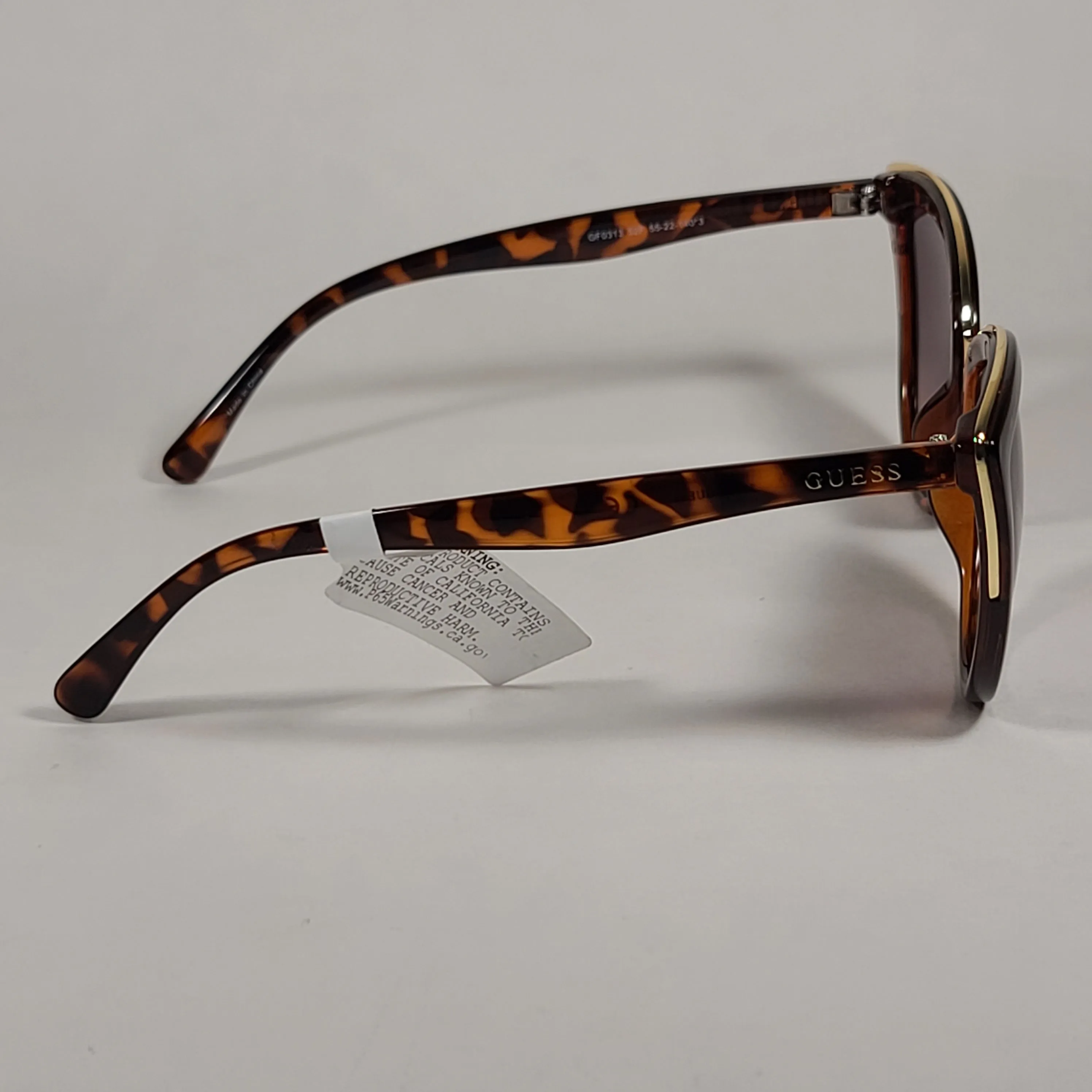 Guess Cat Eye Sunglasses Brown Tortoise Gold Frame Brown Gradient Lens GF0313 52F