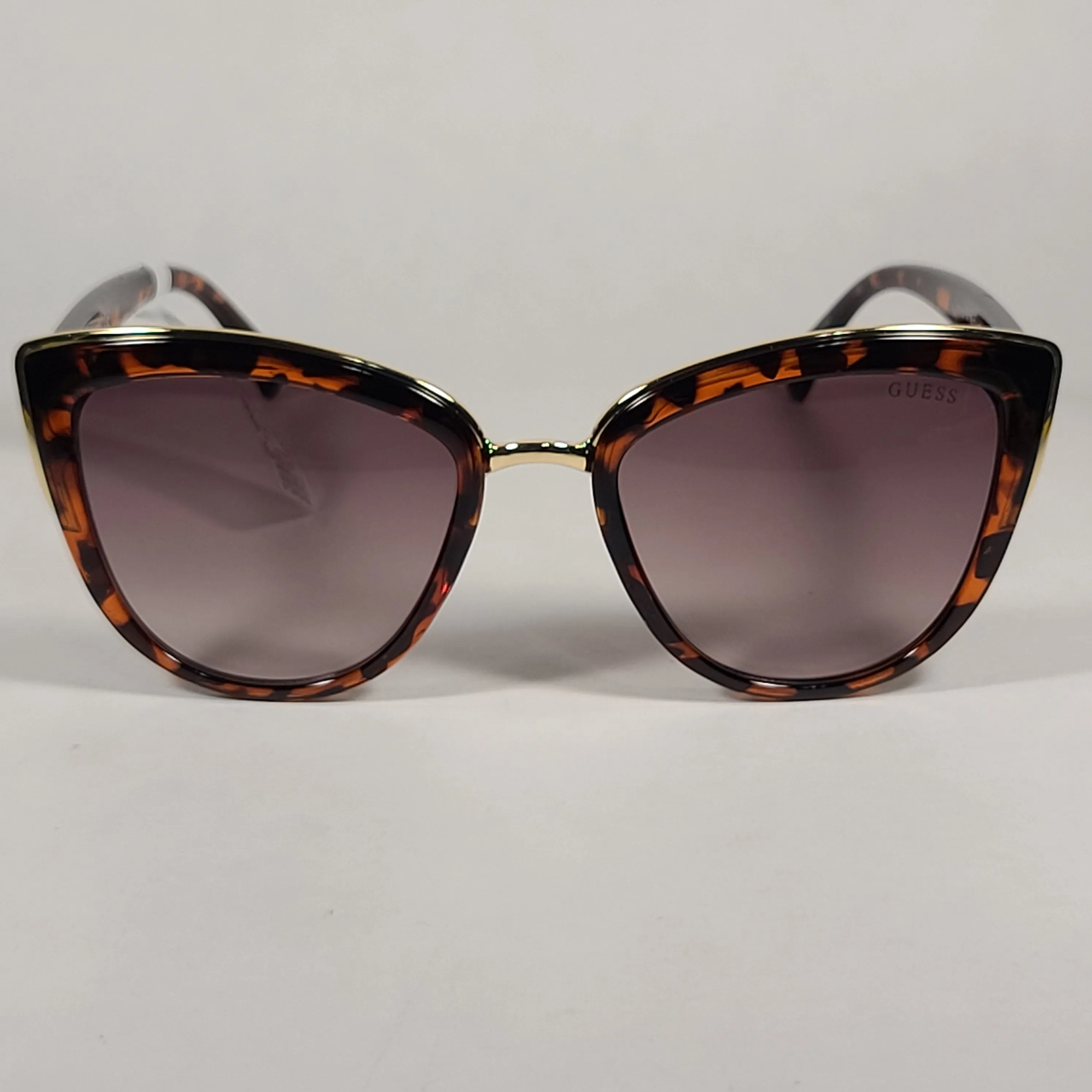 Guess Cat Eye Sunglasses Brown Tortoise Gold Frame Brown Gradient Lens GF0313 52F