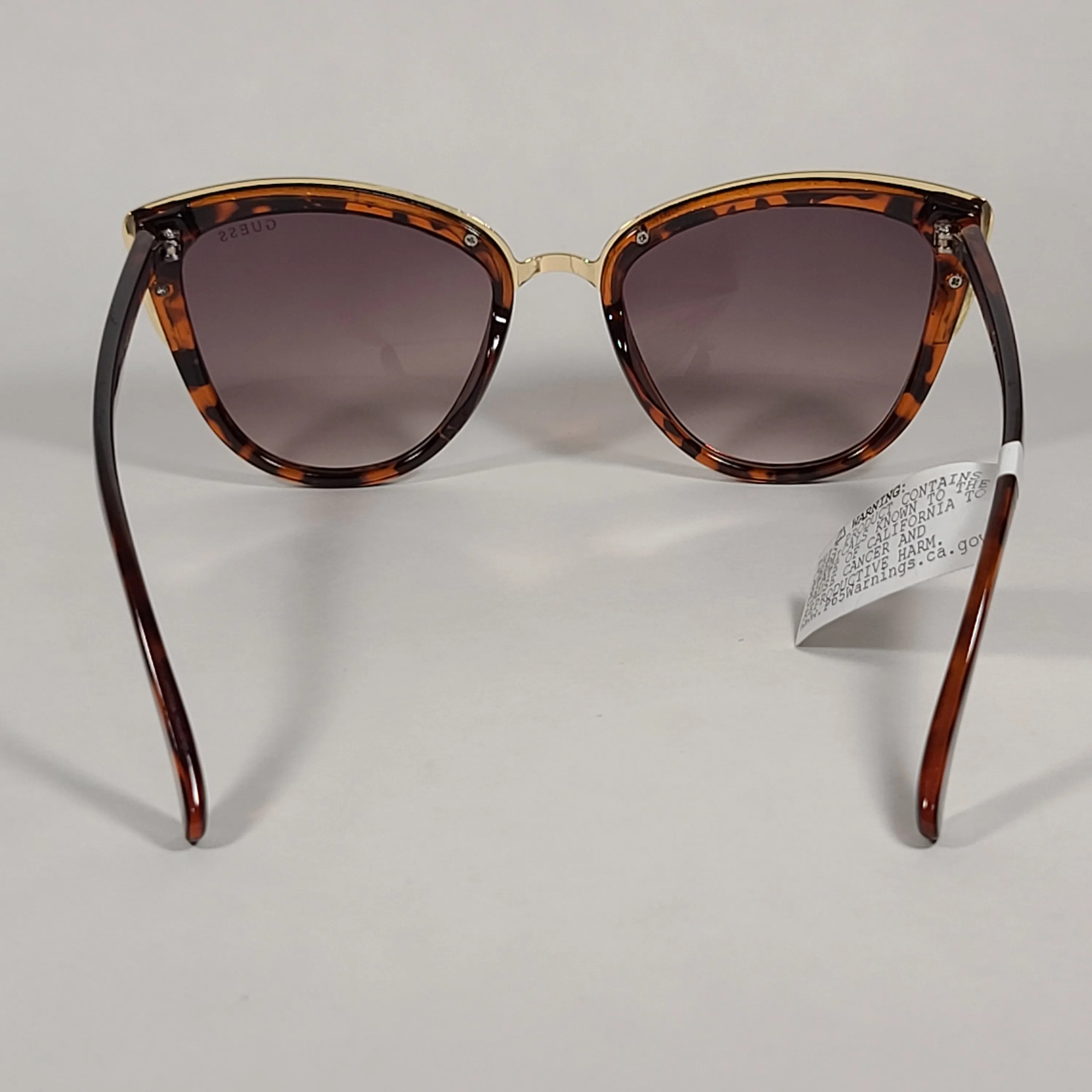 Guess Cat Eye Sunglasses Brown Tortoise Gold Frame Brown Gradient Lens GF0313 52F