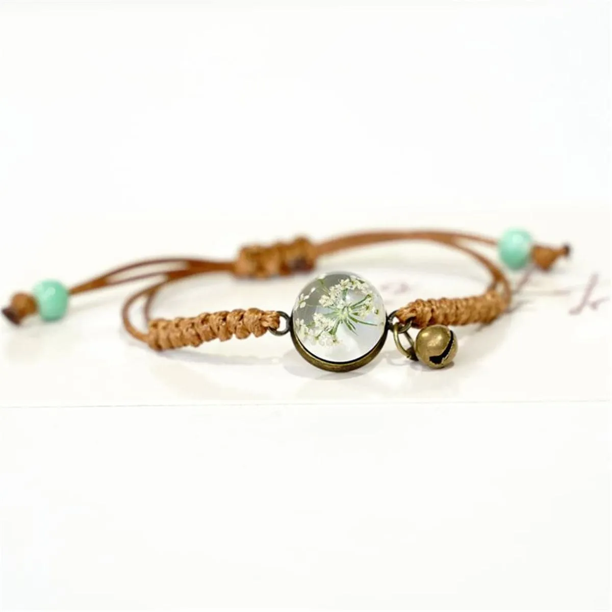 Gypsophila & Resin 18K Gold-Plated Charm Bell Bracelet