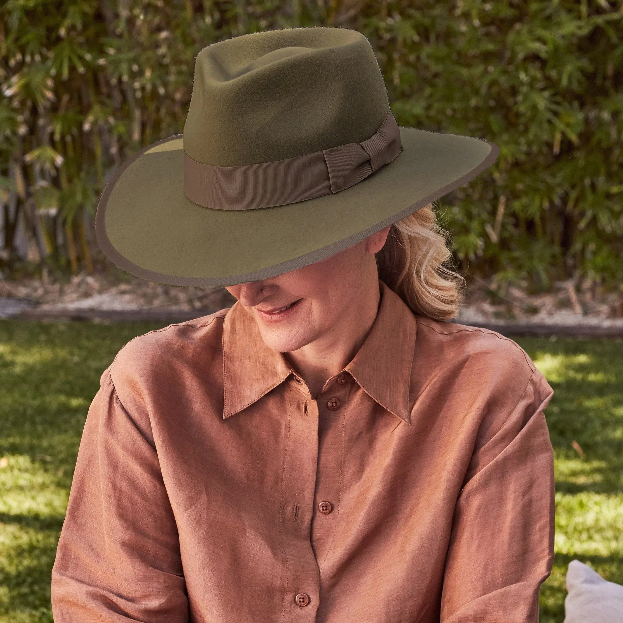 Hallie Felt Fedora Hat - Khaki