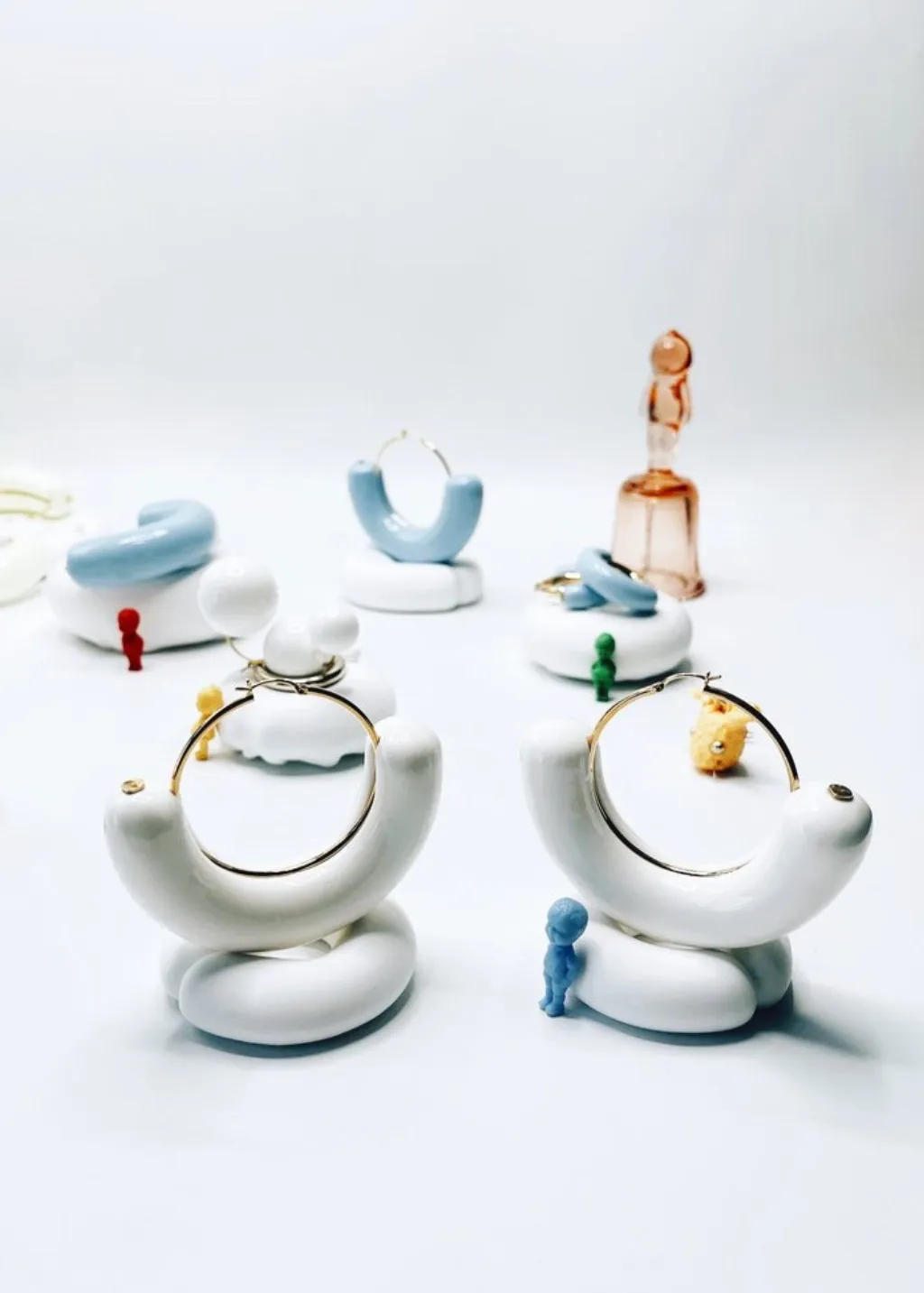 Hannayoo Works Half Moon Earring Set in White