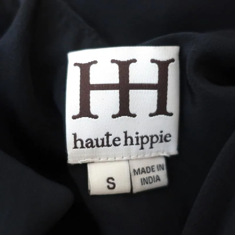 Haute Hippie Dress Bessie Black Crystal & Chain Embellished Silk Size Small