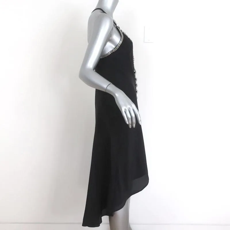 Haute Hippie Dress Bessie Black Crystal & Chain Embellished Silk Size Small