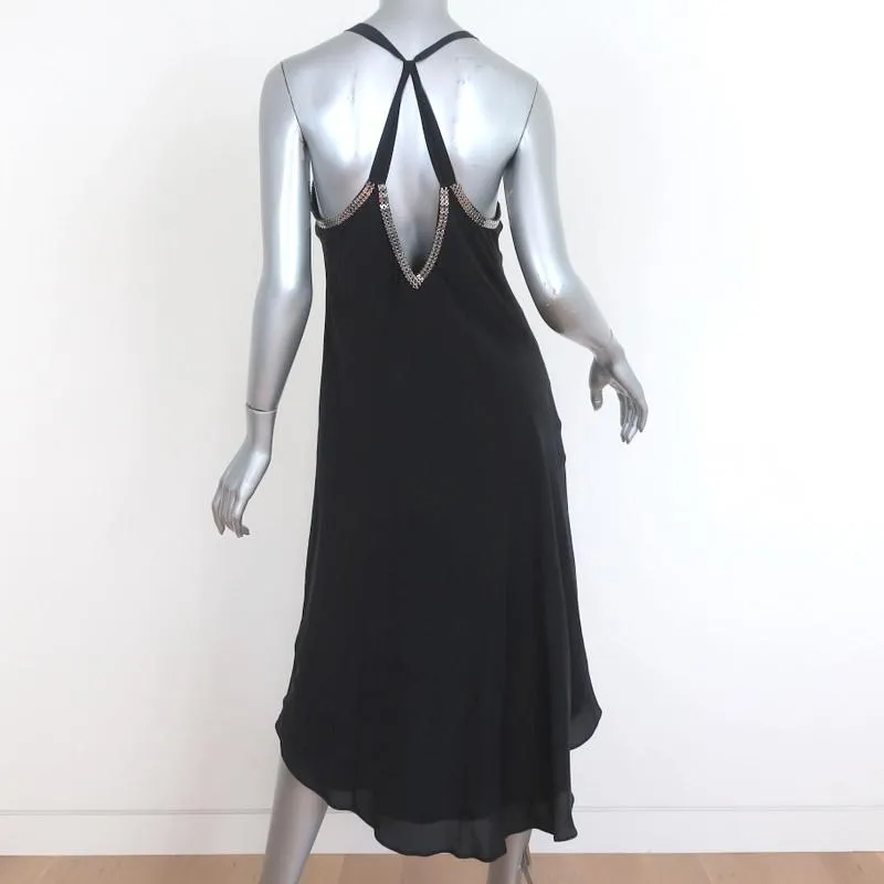Haute Hippie Dress Bessie Black Crystal & Chain Embellished Silk Size Small