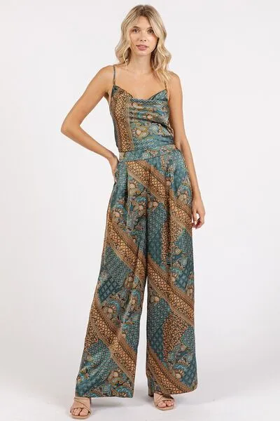 Hazel Blues® |  Mittoshop Paisley Patchwork Print Satin Wide Leg Pants