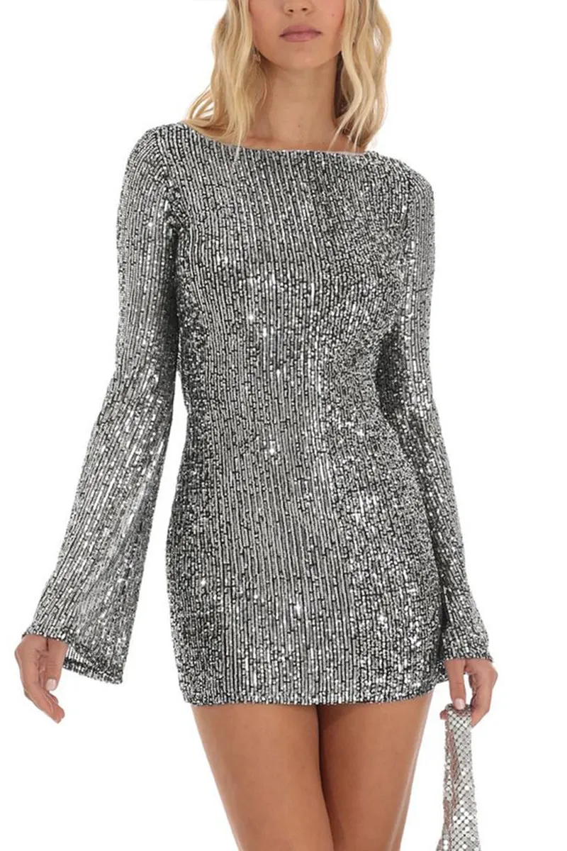 HBR1330 Silver Glam Mini Dress