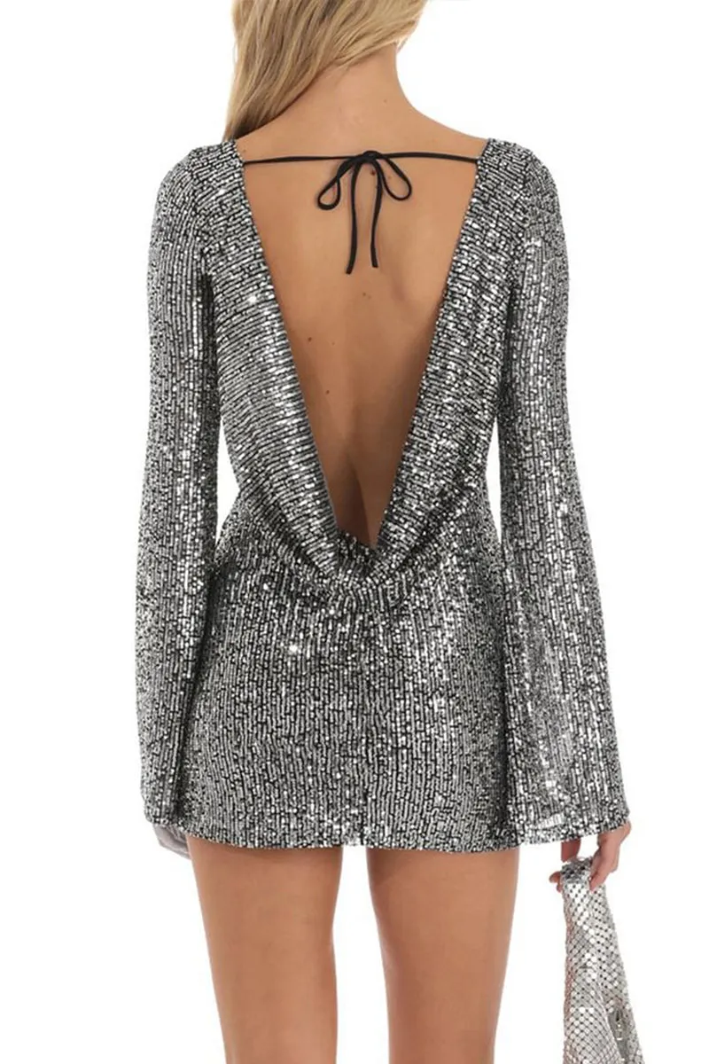 HBR1330 Silver Glam Mini Dress