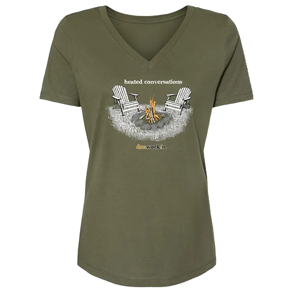 Heated Conversations Bonfire Womens V neck