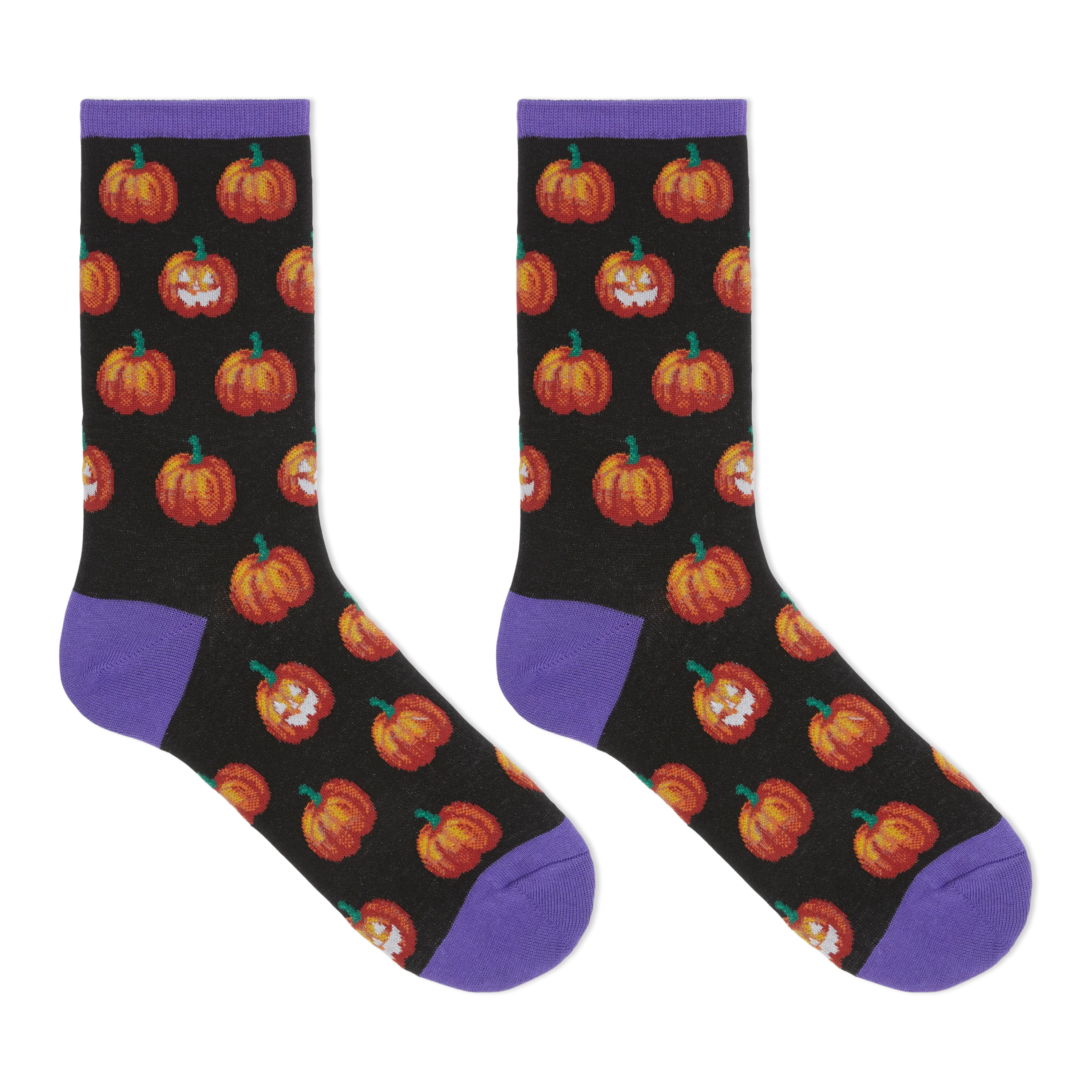 HOTSOX Women's Glow In The Dark Pumpkins Crew Socks