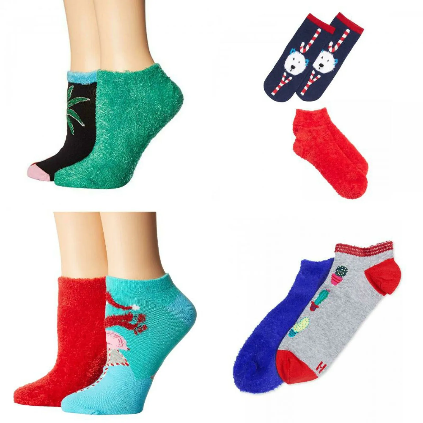 HUE Women's 2 Pack Holiday Footsie Socks