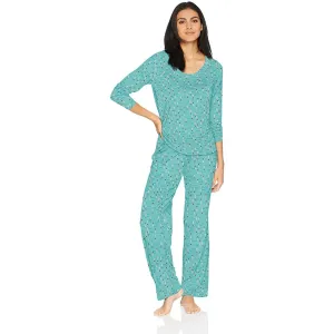 HUE Women's 2 Piece Printed Knit Pajama Set
