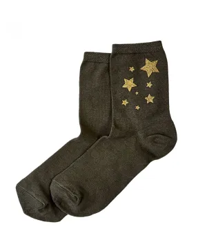 HUE Women's Metallic Star Shortie Crew Socks. U20216