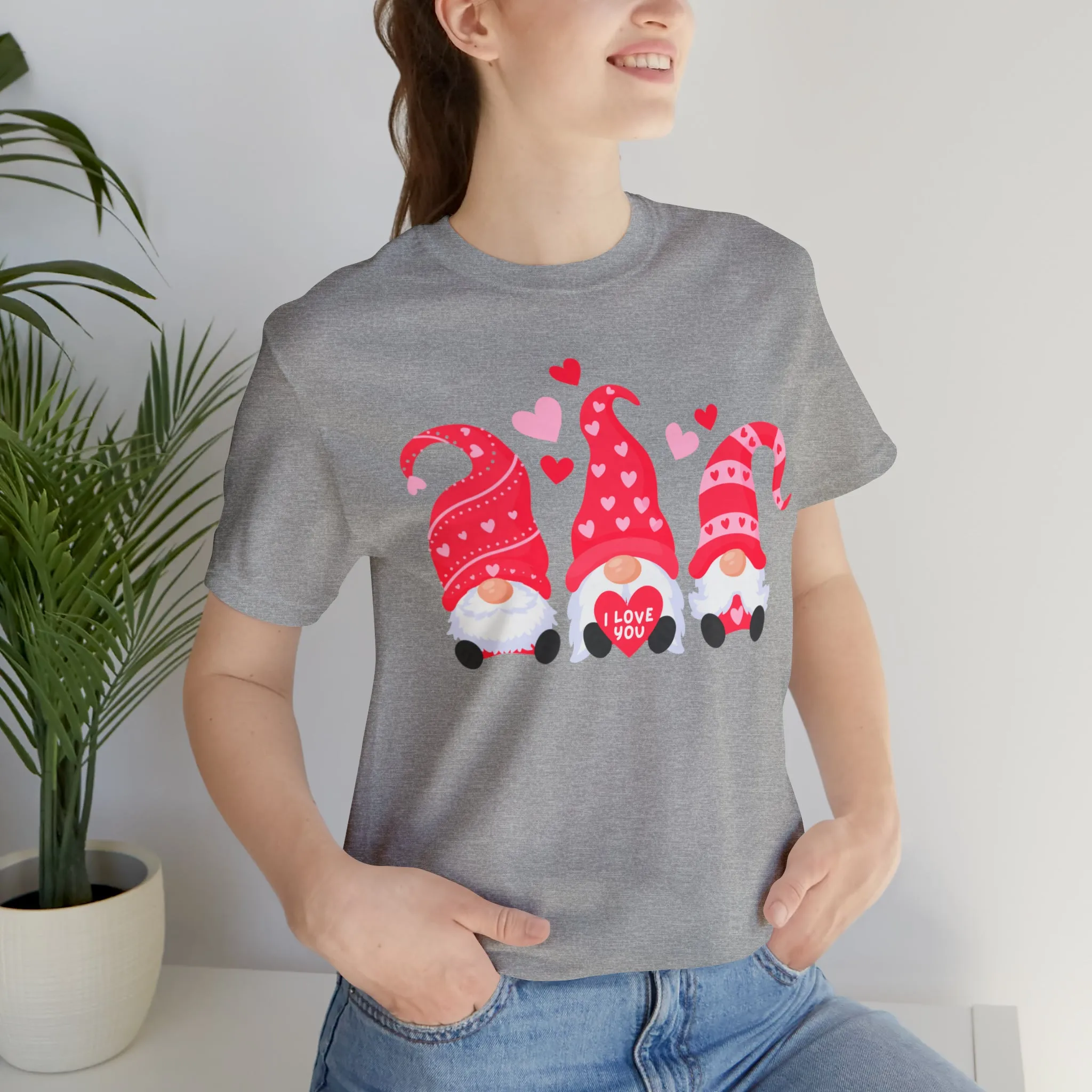 I Love You Gnomes T-Shirt | Heart Love Tee |  Bella Canvas 3001 Unisex | Happy Valentine's Day Short Sleeve Tshirt