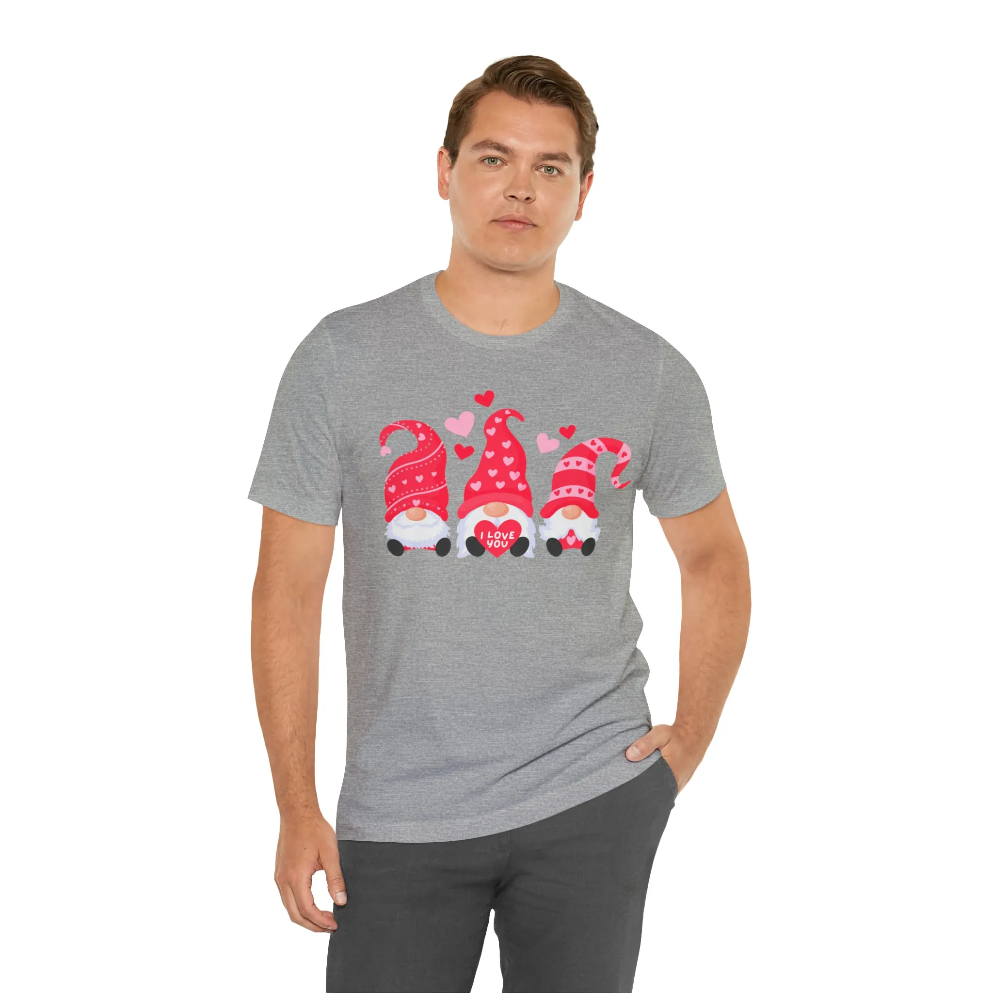 I Love You Gnomes T-Shirt | Heart Love Tee |  Bella Canvas 3001 Unisex | Happy Valentine's Day Short Sleeve Tshirt