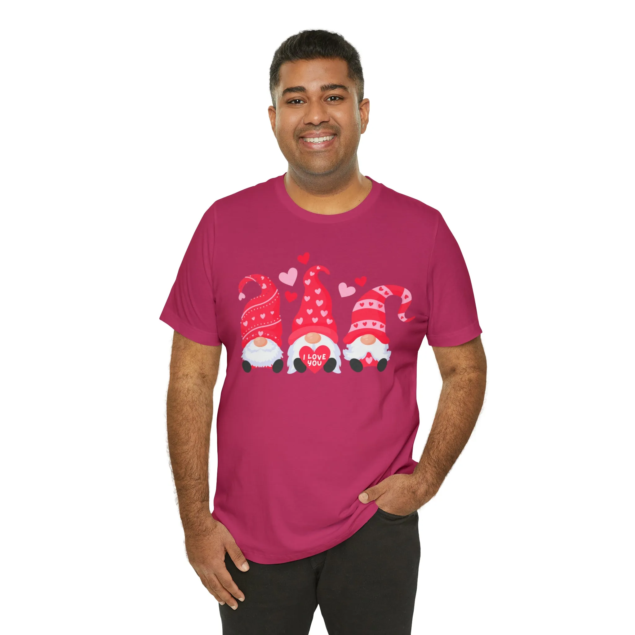 I Love You Gnomes T-Shirt | Heart Love Tee |  Bella Canvas 3001 Unisex | Happy Valentine's Day Short Sleeve Tshirt