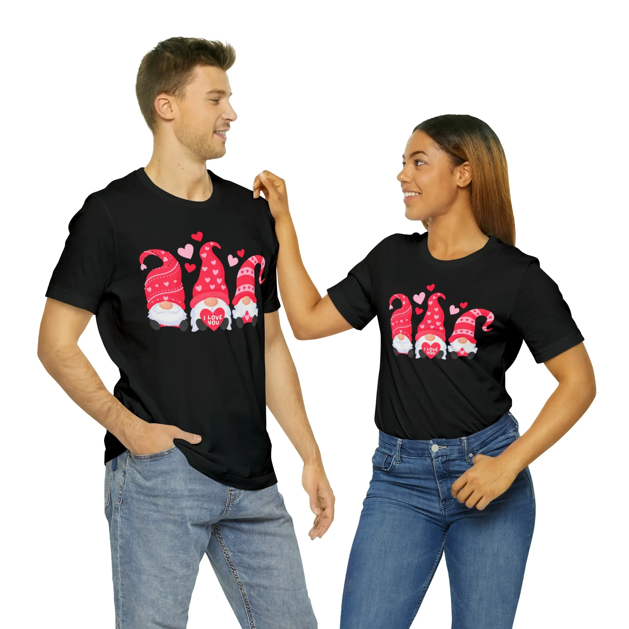 I Love You Gnomes T-Shirt | Heart Love Tee |  Bella Canvas 3001 Unisex | Happy Valentine's Day Short Sleeve Tshirt