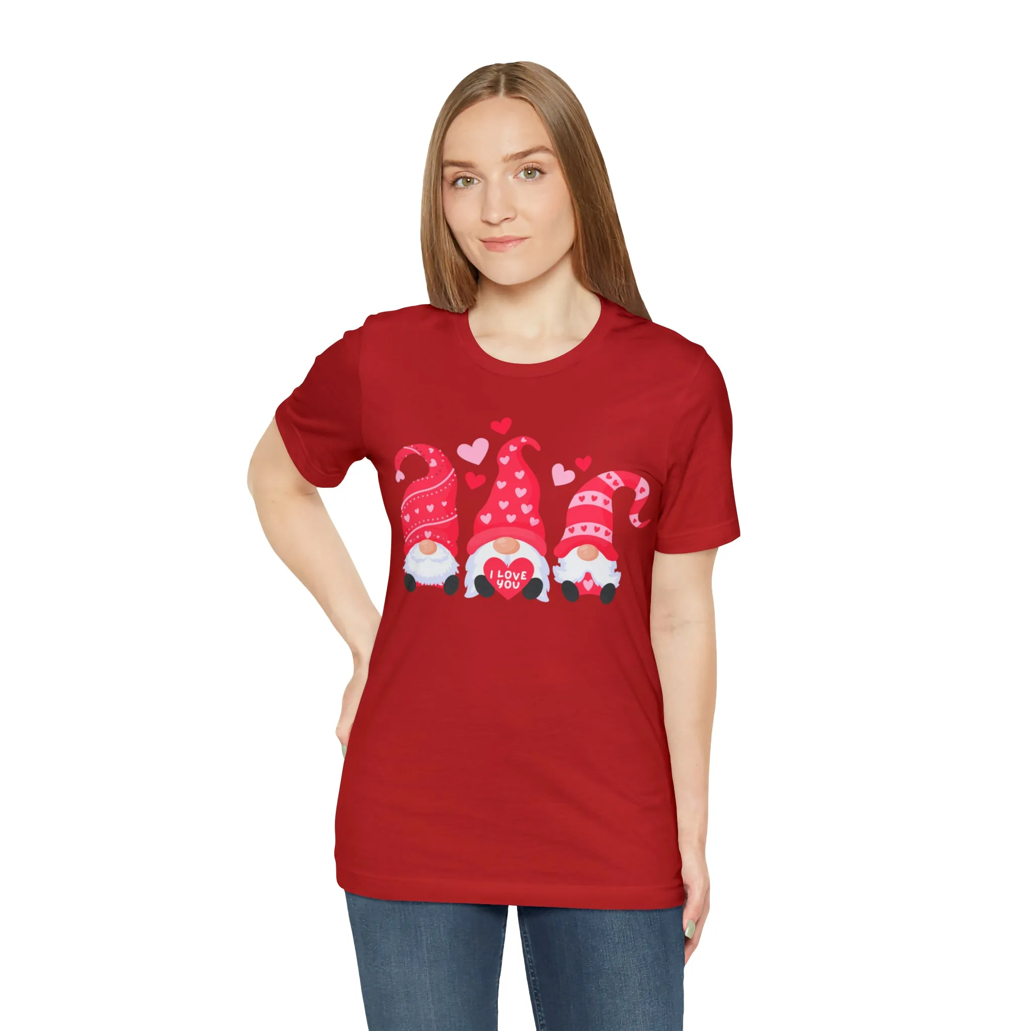 I Love You Gnomes T-Shirt | Heart Love Tee |  Bella Canvas 3001 Unisex | Happy Valentine's Day Short Sleeve Tshirt