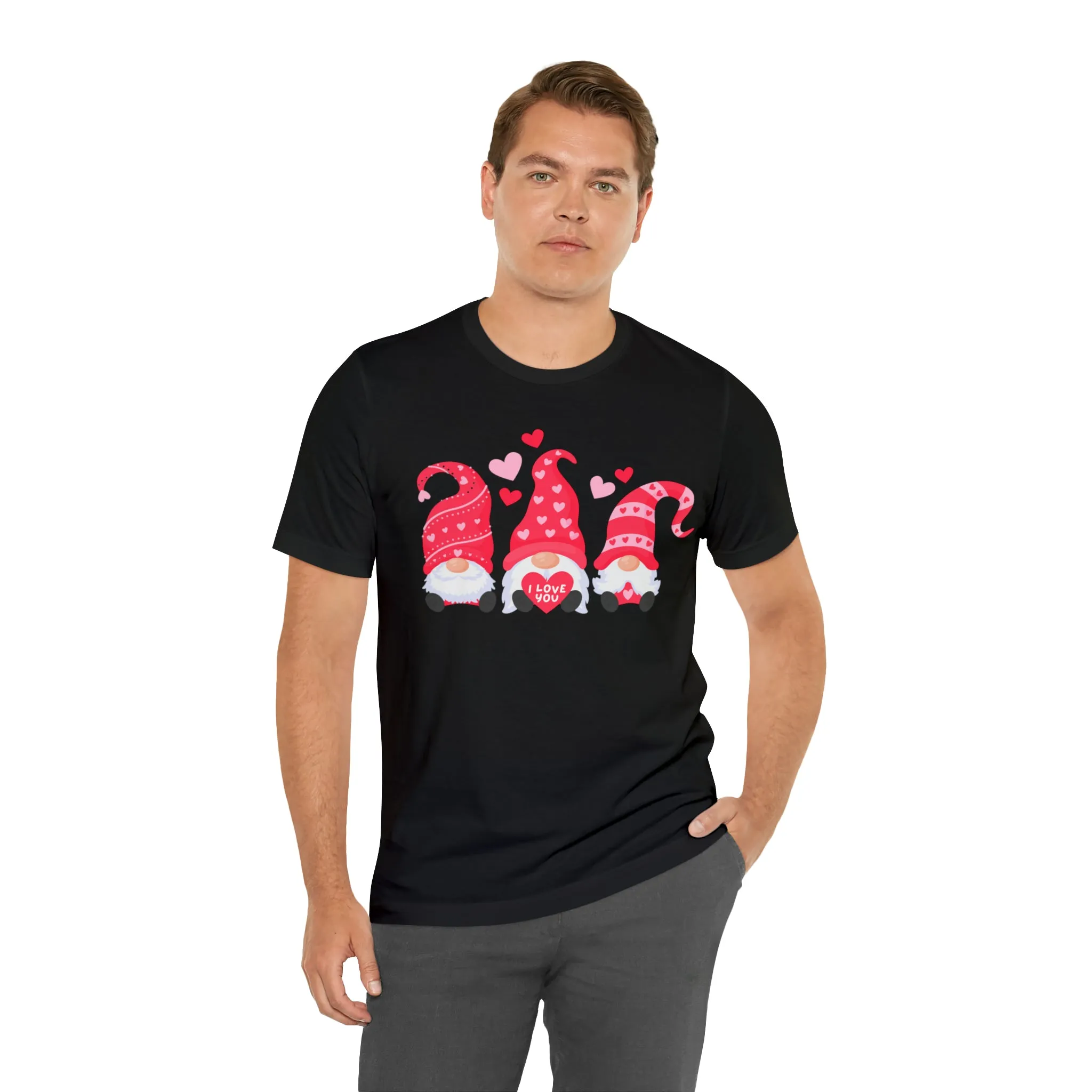I Love You Gnomes T-Shirt | Heart Love Tee |  Bella Canvas 3001 Unisex | Happy Valentine's Day Short Sleeve Tshirt
