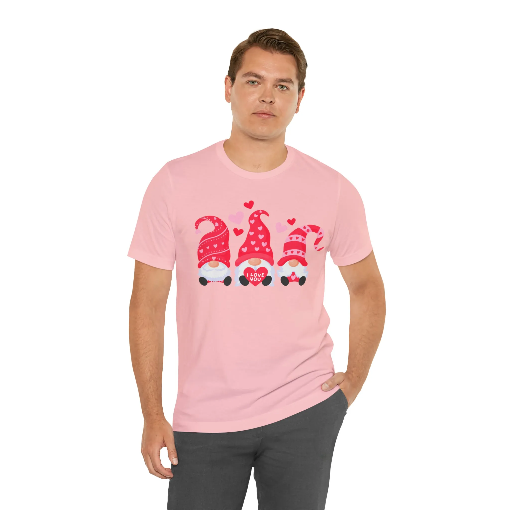 I Love You Gnomes T-Shirt | Heart Love Tee |  Bella Canvas 3001 Unisex | Happy Valentine's Day Short Sleeve Tshirt