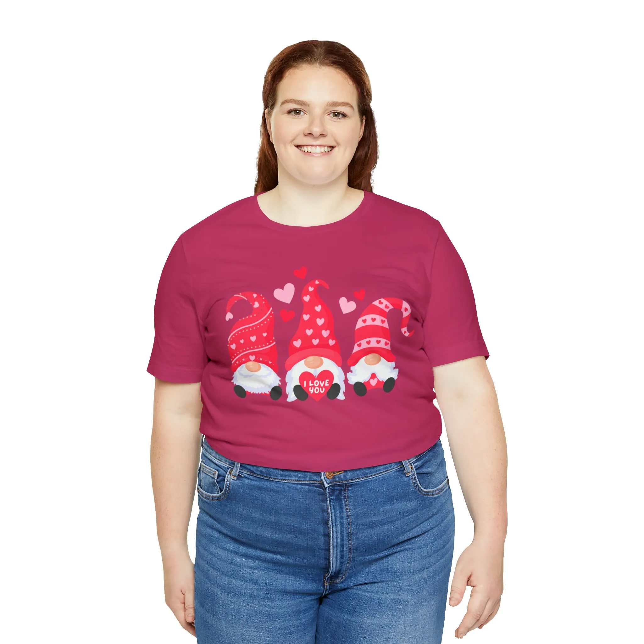 I Love You Gnomes T-Shirt | Heart Love Tee |  Bella Canvas 3001 Unisex | Happy Valentine's Day Short Sleeve Tshirt