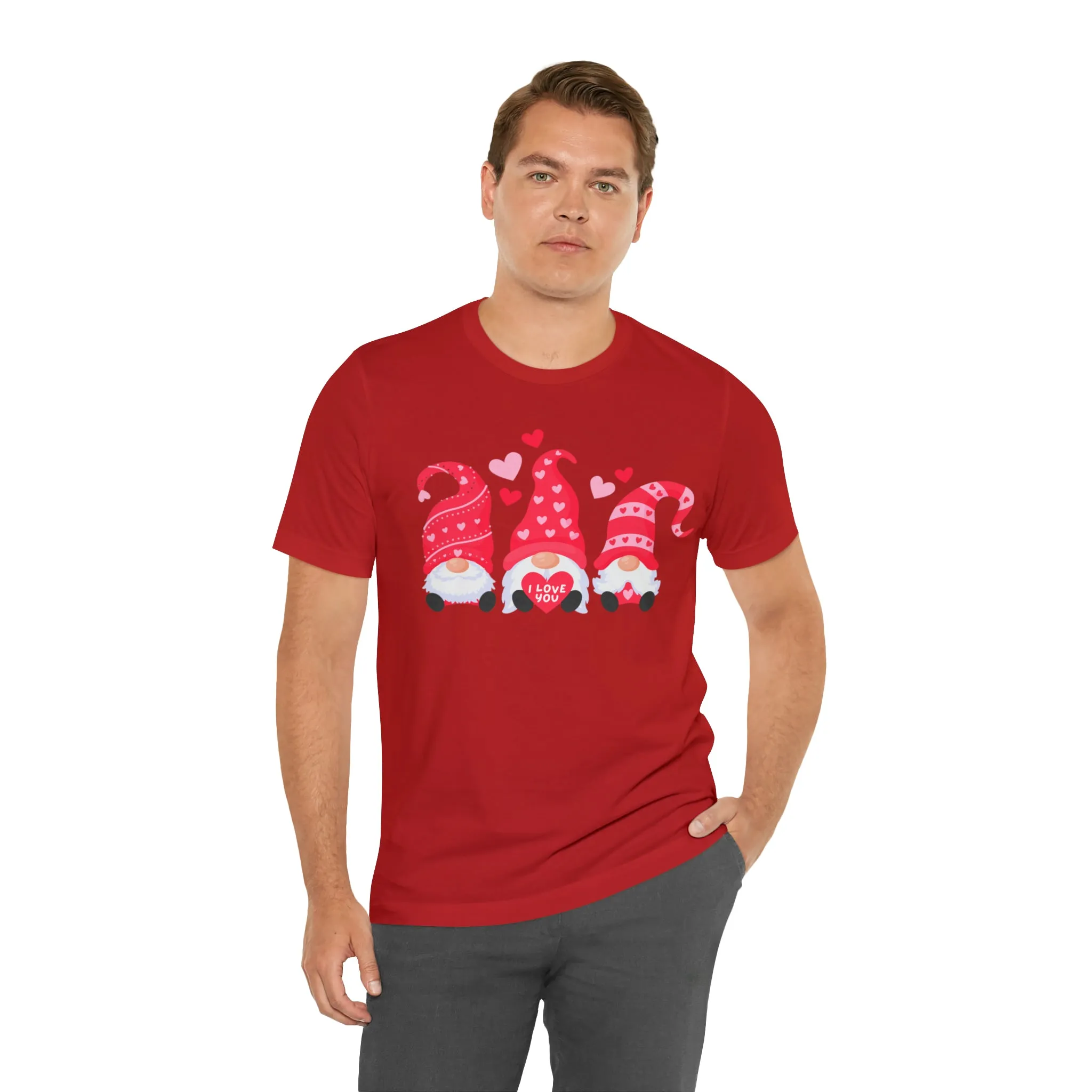 I Love You Gnomes T-Shirt | Heart Love Tee |  Bella Canvas 3001 Unisex | Happy Valentine's Day Short Sleeve Tshirt