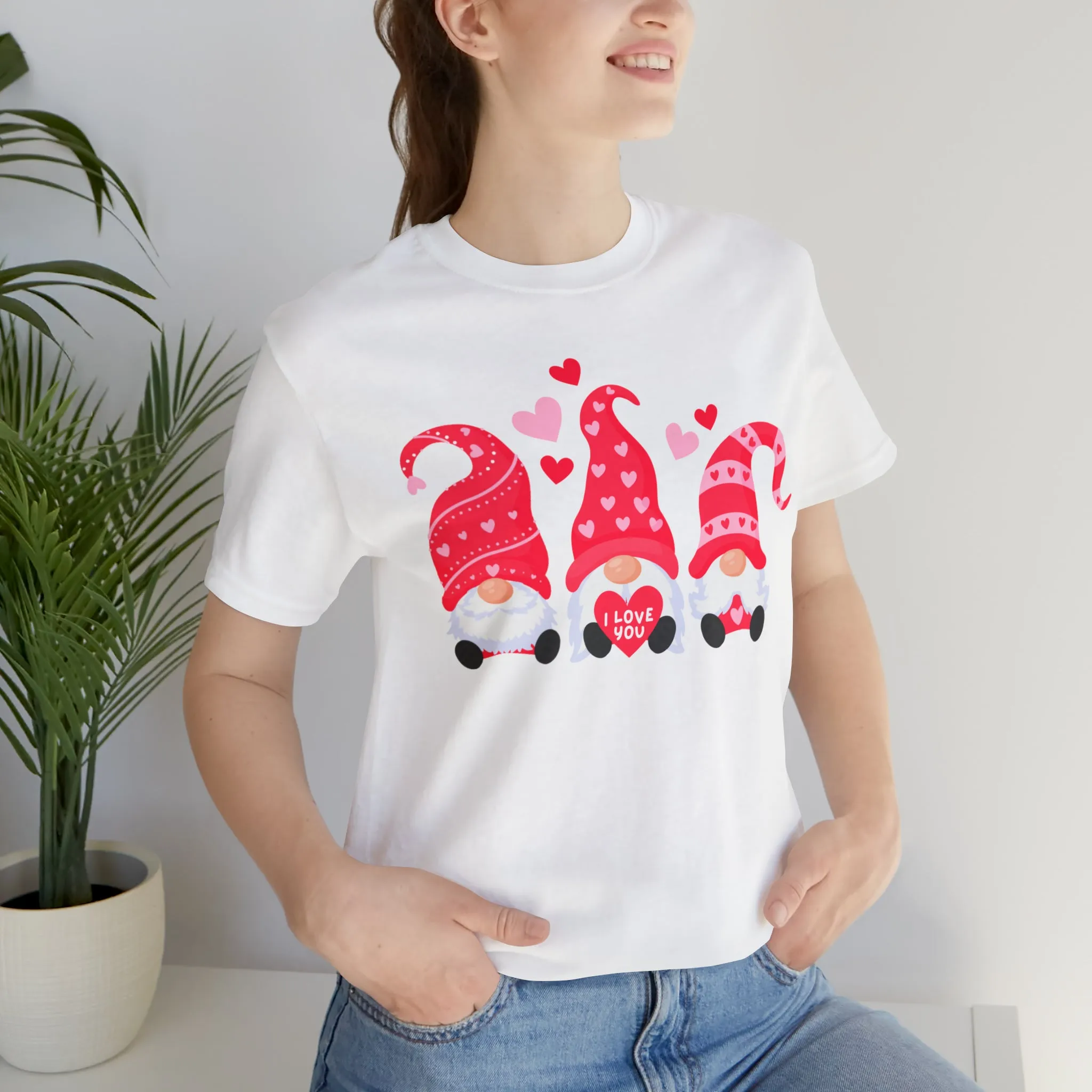 I Love You Gnomes T-Shirt | Heart Love Tee |  Bella Canvas 3001 Unisex | Happy Valentine's Day Short Sleeve Tshirt