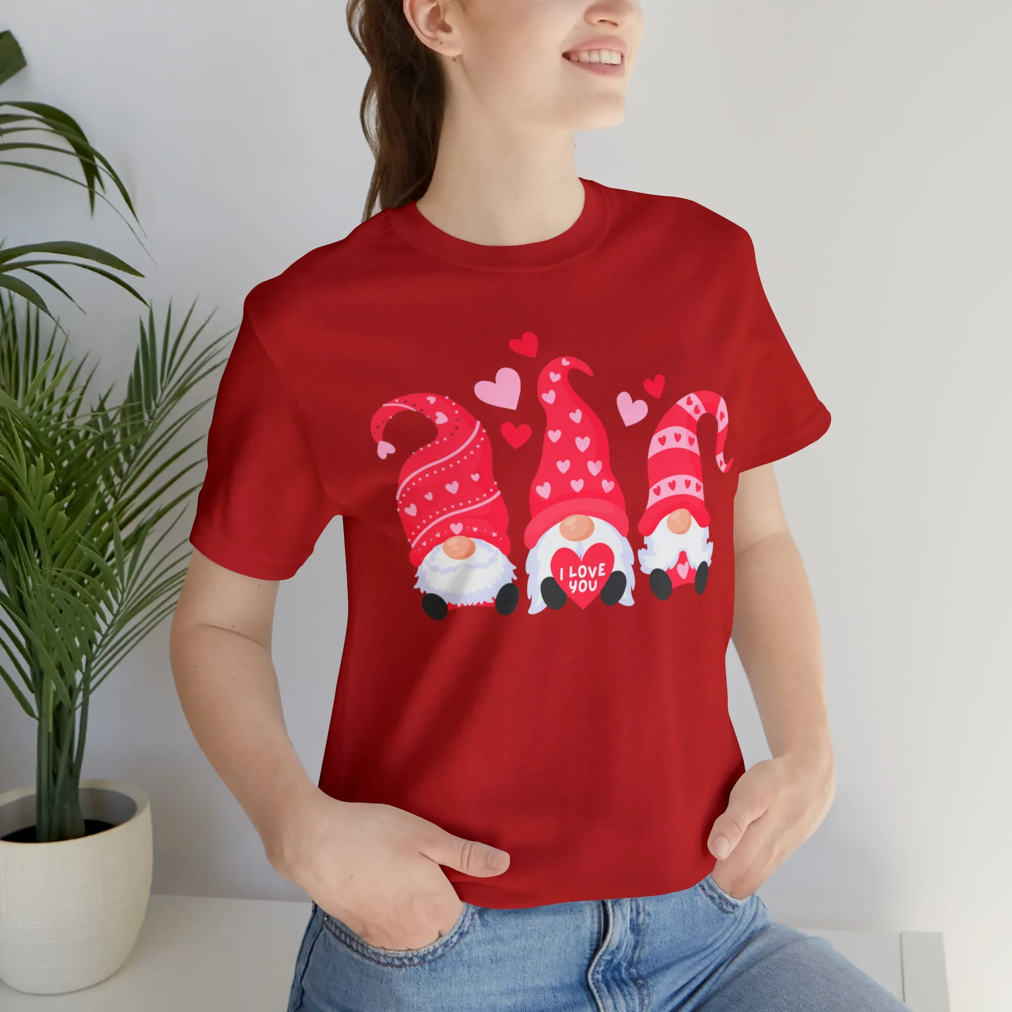 I Love You Gnomes T-Shirt | Heart Love Tee |  Bella Canvas 3001 Unisex | Happy Valentine's Day Short Sleeve Tshirt