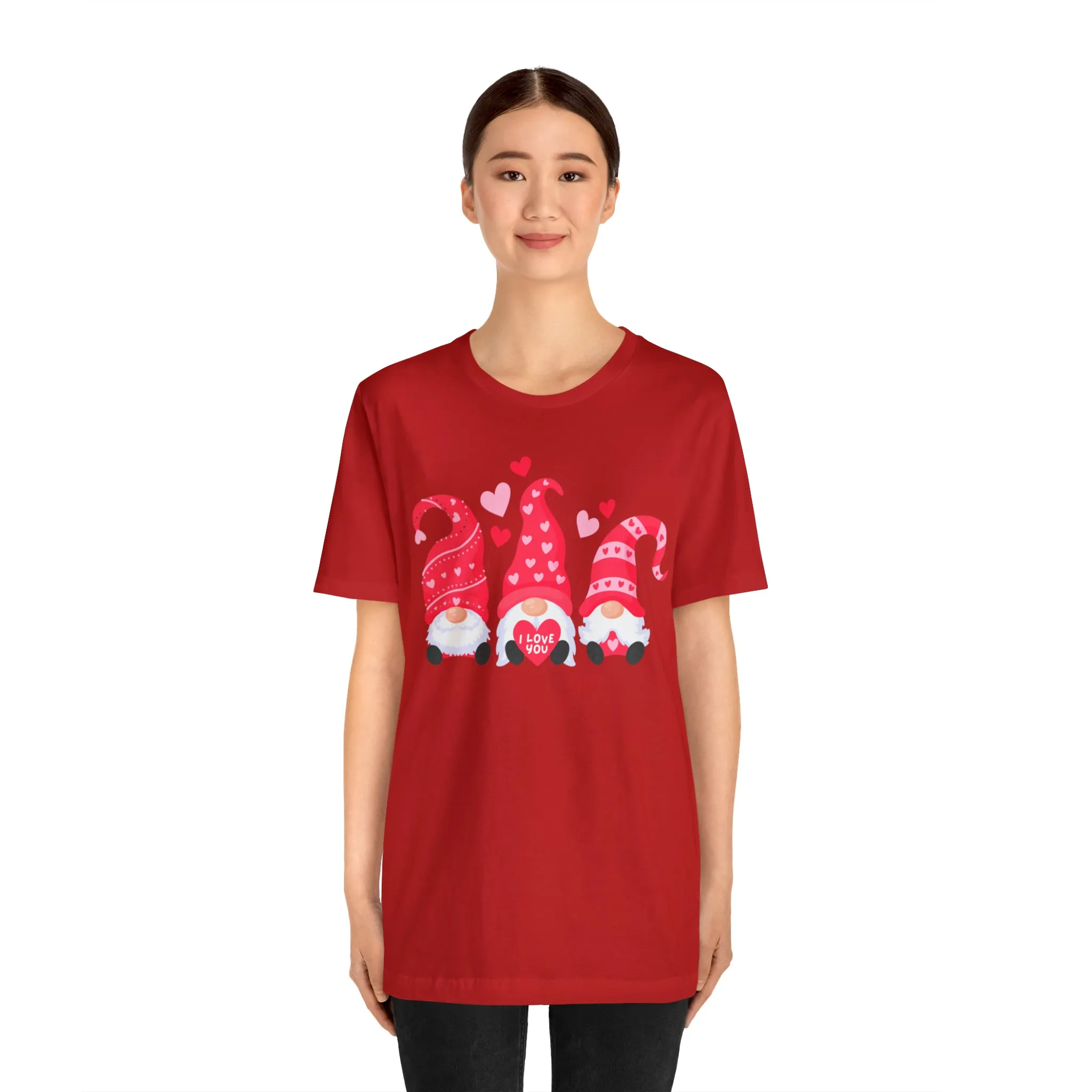 I Love You Gnomes T-Shirt | Heart Love Tee |  Bella Canvas 3001 Unisex | Happy Valentine's Day Short Sleeve Tshirt