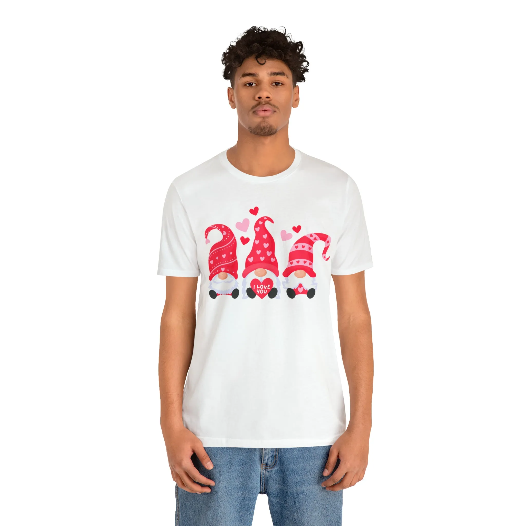 I Love You Gnomes T-Shirt | Heart Love Tee |  Bella Canvas 3001 Unisex | Happy Valentine's Day Short Sleeve Tshirt