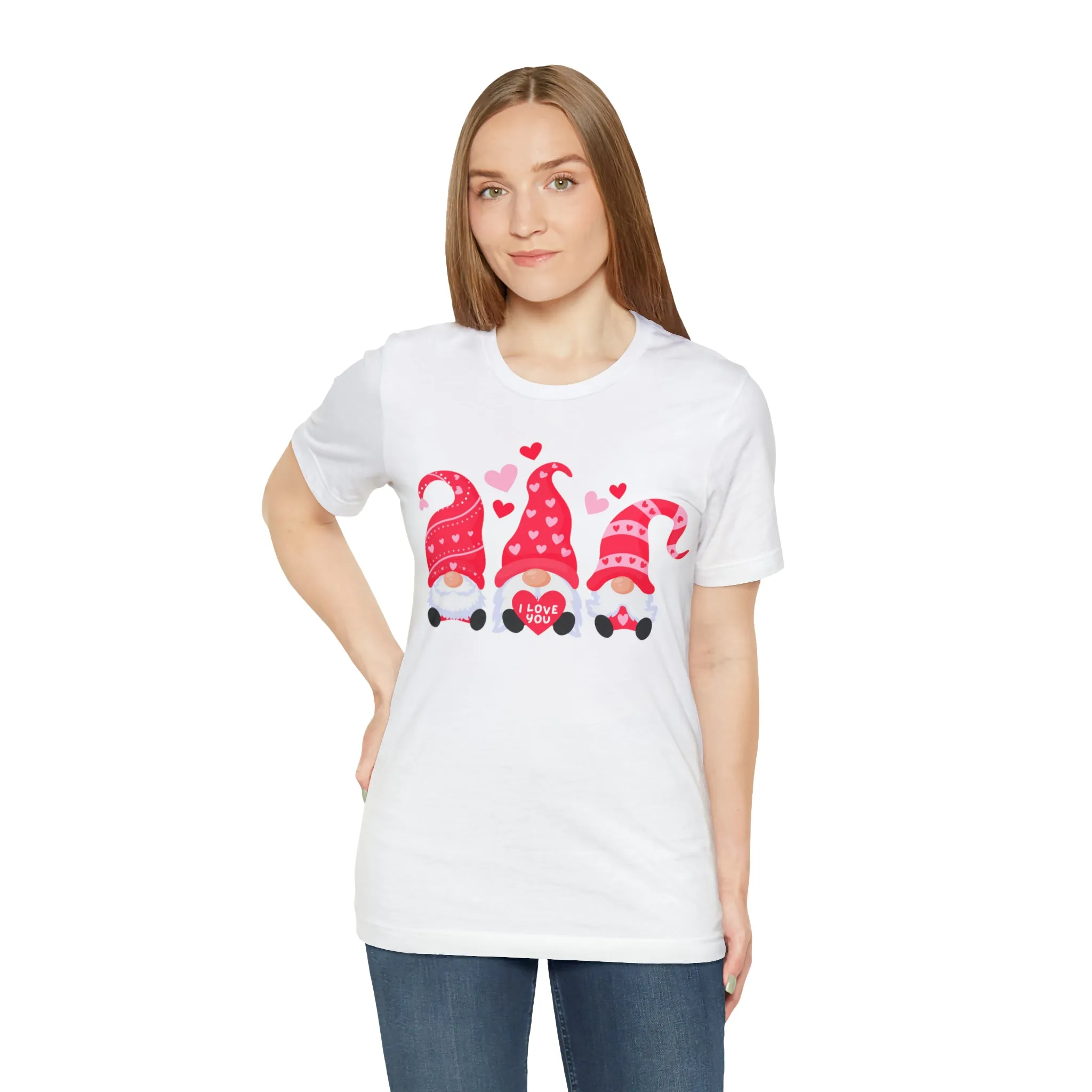 I Love You Gnomes T-Shirt | Heart Love Tee |  Bella Canvas 3001 Unisex | Happy Valentine's Day Short Sleeve Tshirt
