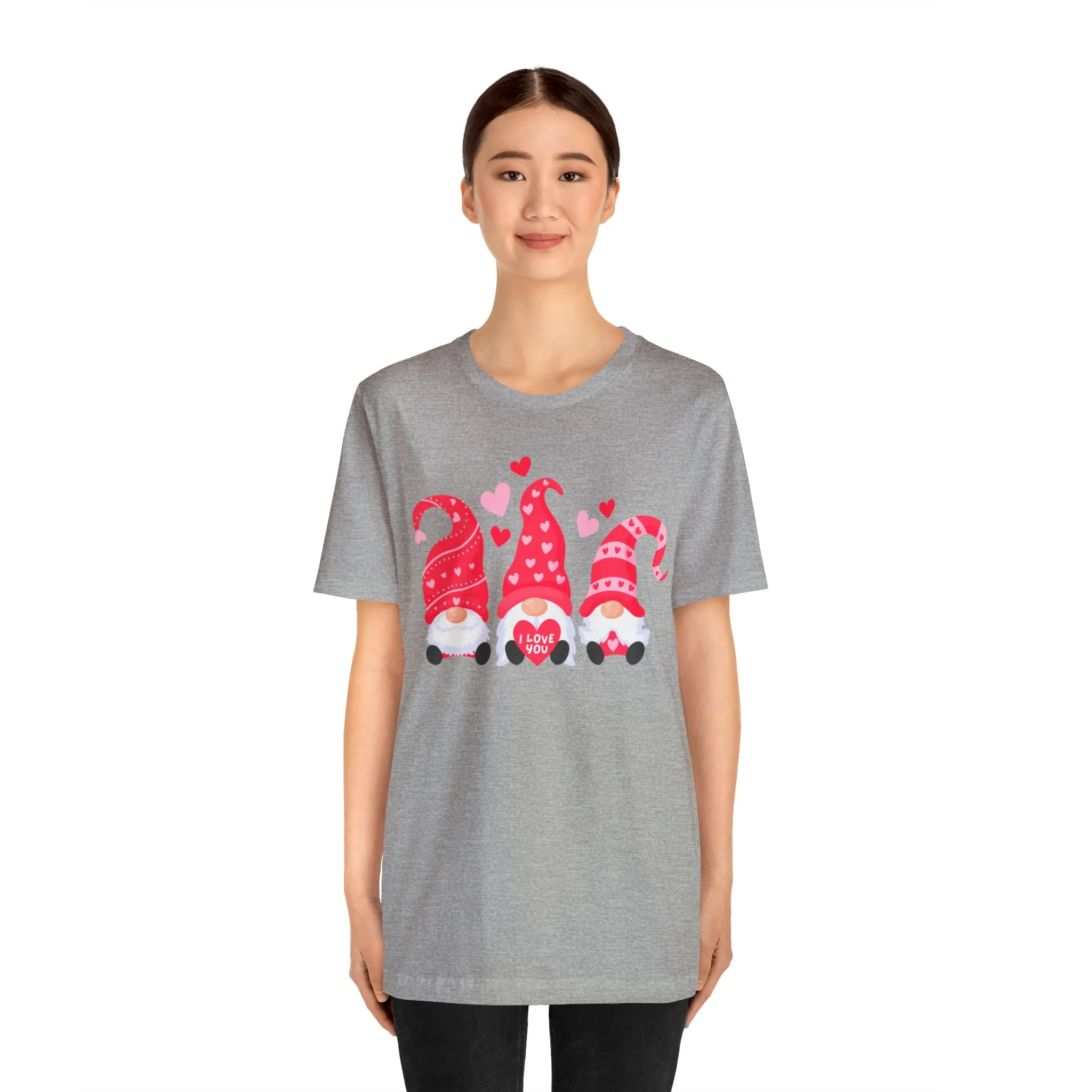 I Love You Gnomes T-Shirt | Heart Love Tee |  Bella Canvas 3001 Unisex | Happy Valentine's Day Short Sleeve Tshirt