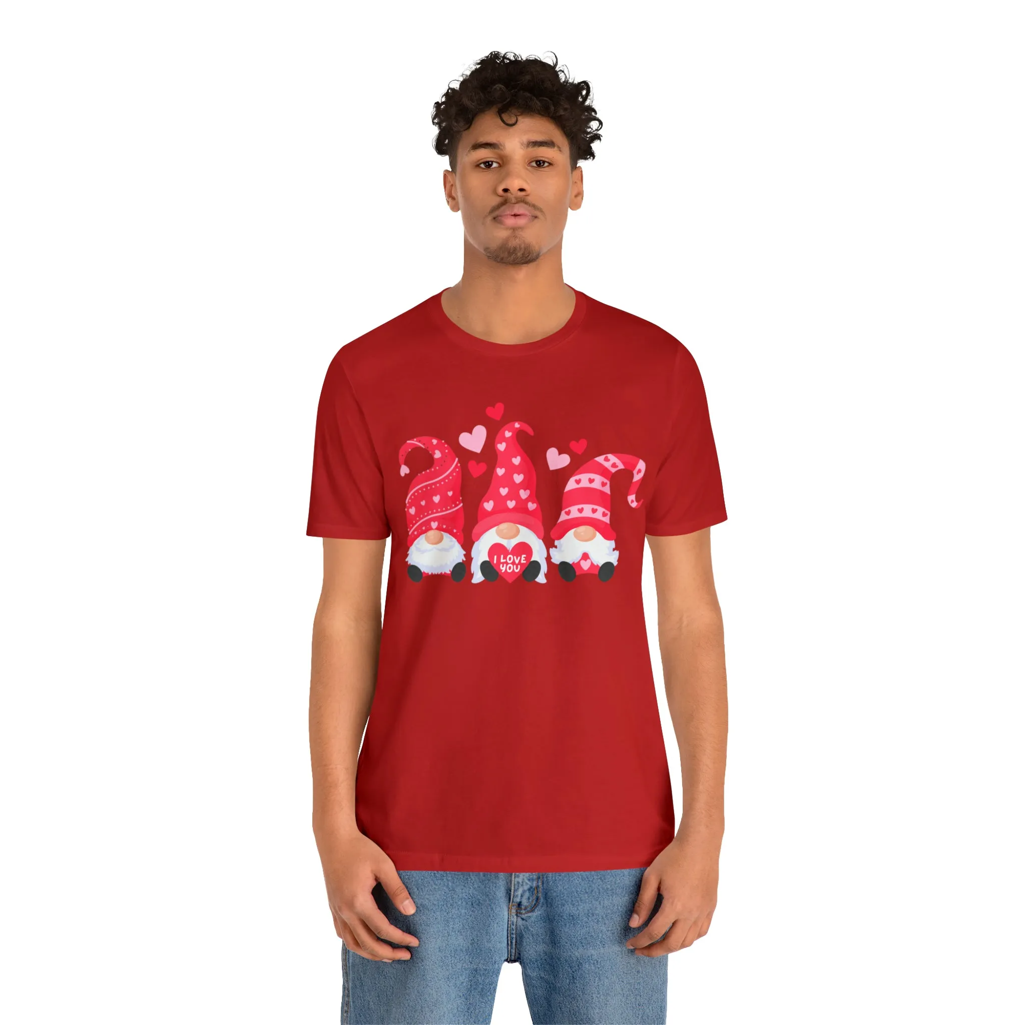 I Love You Gnomes T-Shirt | Heart Love Tee |  Bella Canvas 3001 Unisex | Happy Valentine's Day Short Sleeve Tshirt