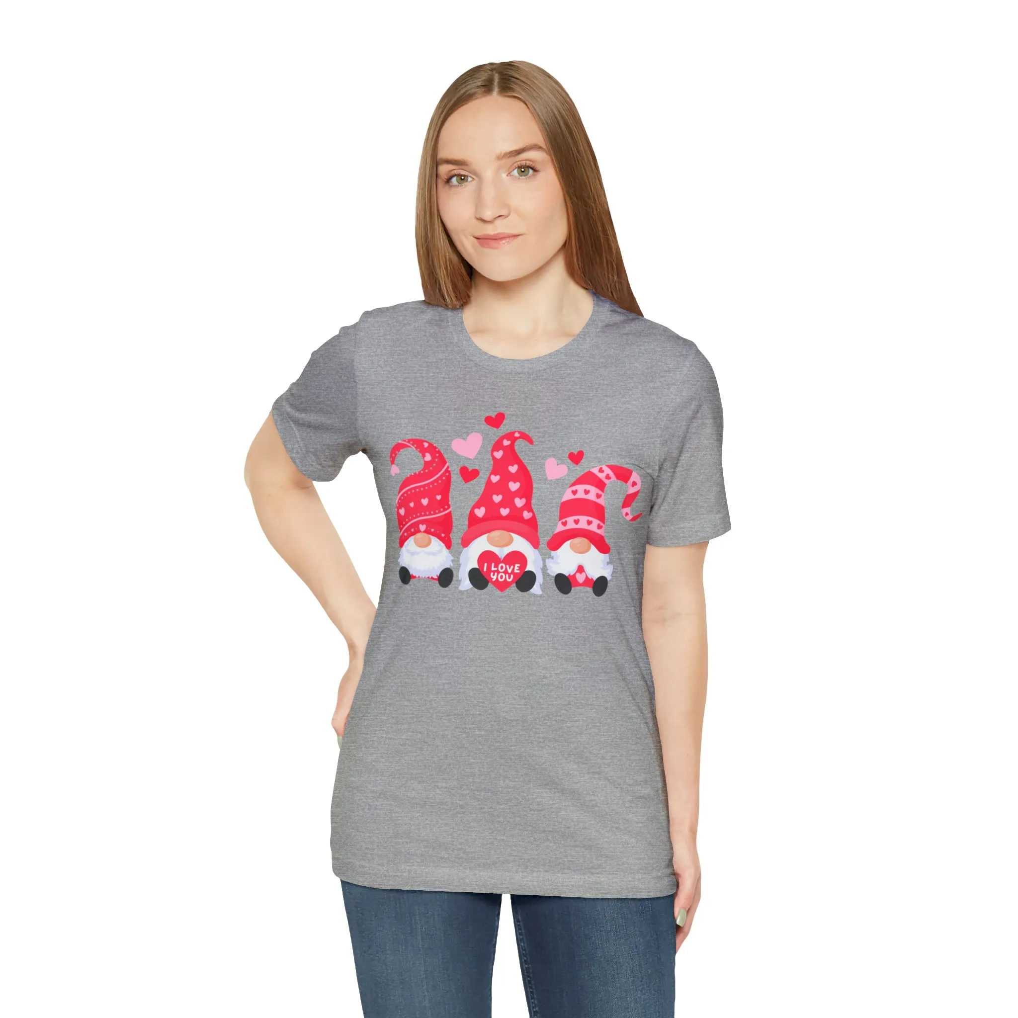 I Love You Gnomes T-Shirt | Heart Love Tee |  Bella Canvas 3001 Unisex | Happy Valentine's Day Short Sleeve Tshirt