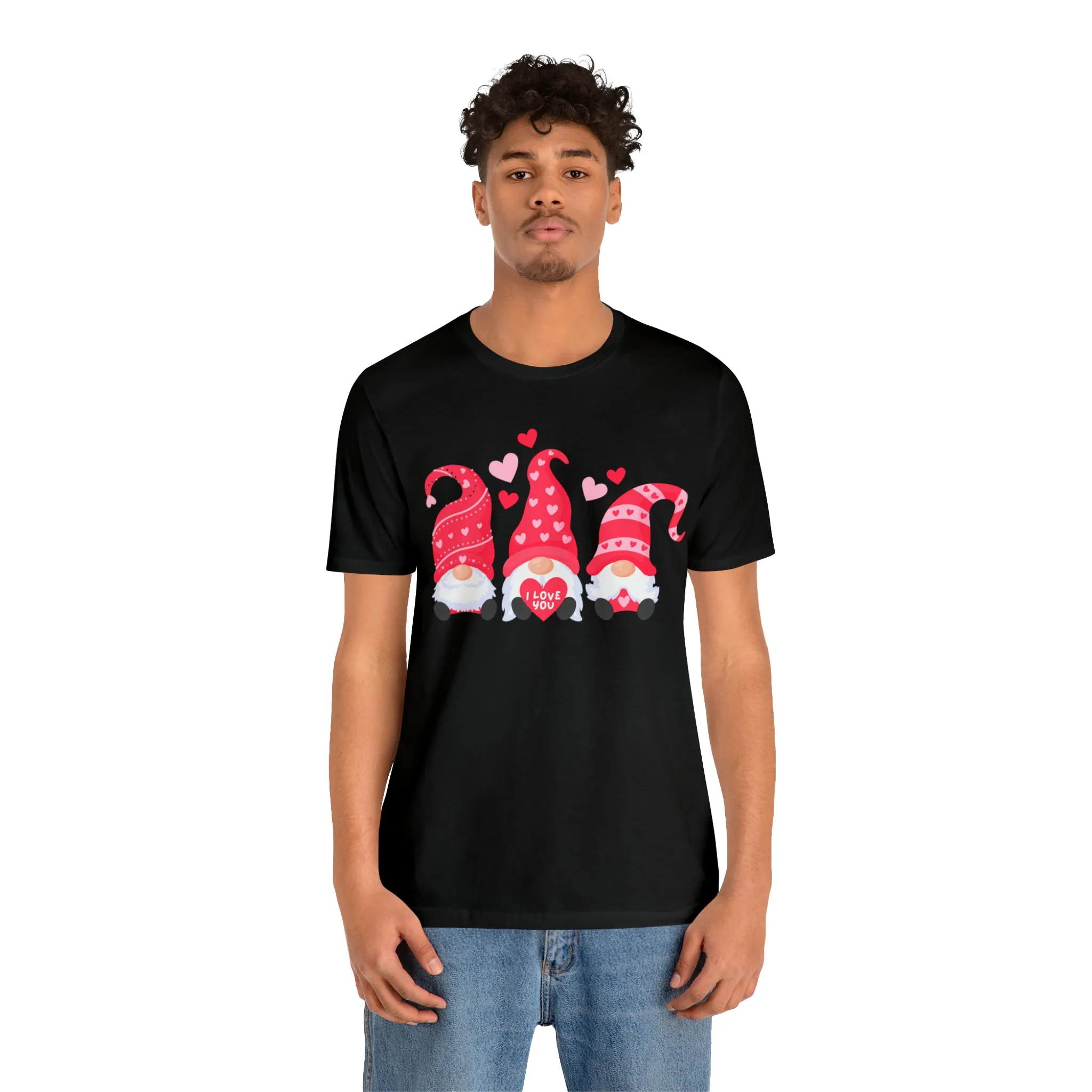I Love You Gnomes T-Shirt | Heart Love Tee |  Bella Canvas 3001 Unisex | Happy Valentine's Day Short Sleeve Tshirt