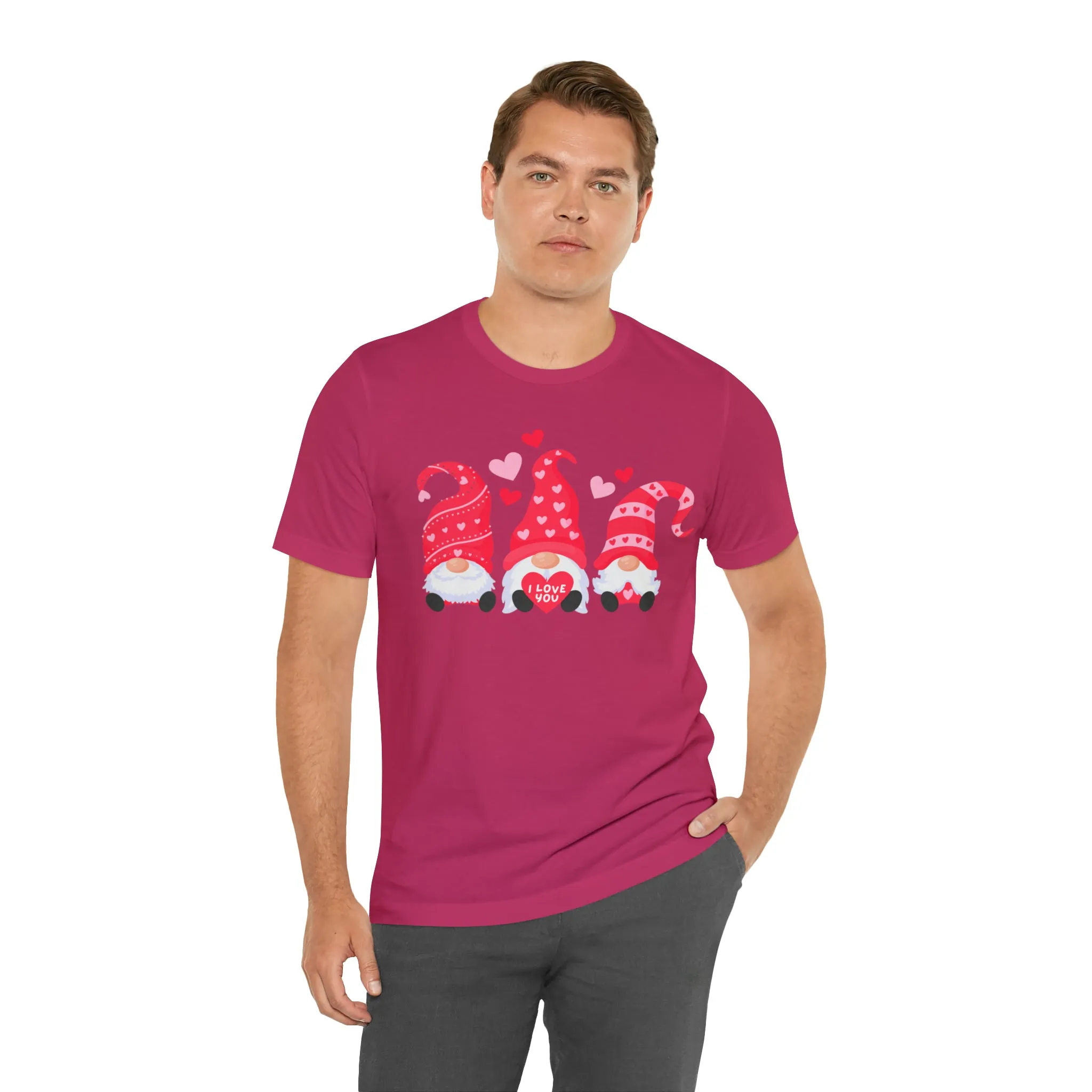 I Love You Gnomes T-Shirt | Heart Love Tee |  Bella Canvas 3001 Unisex | Happy Valentine's Day Short Sleeve Tshirt